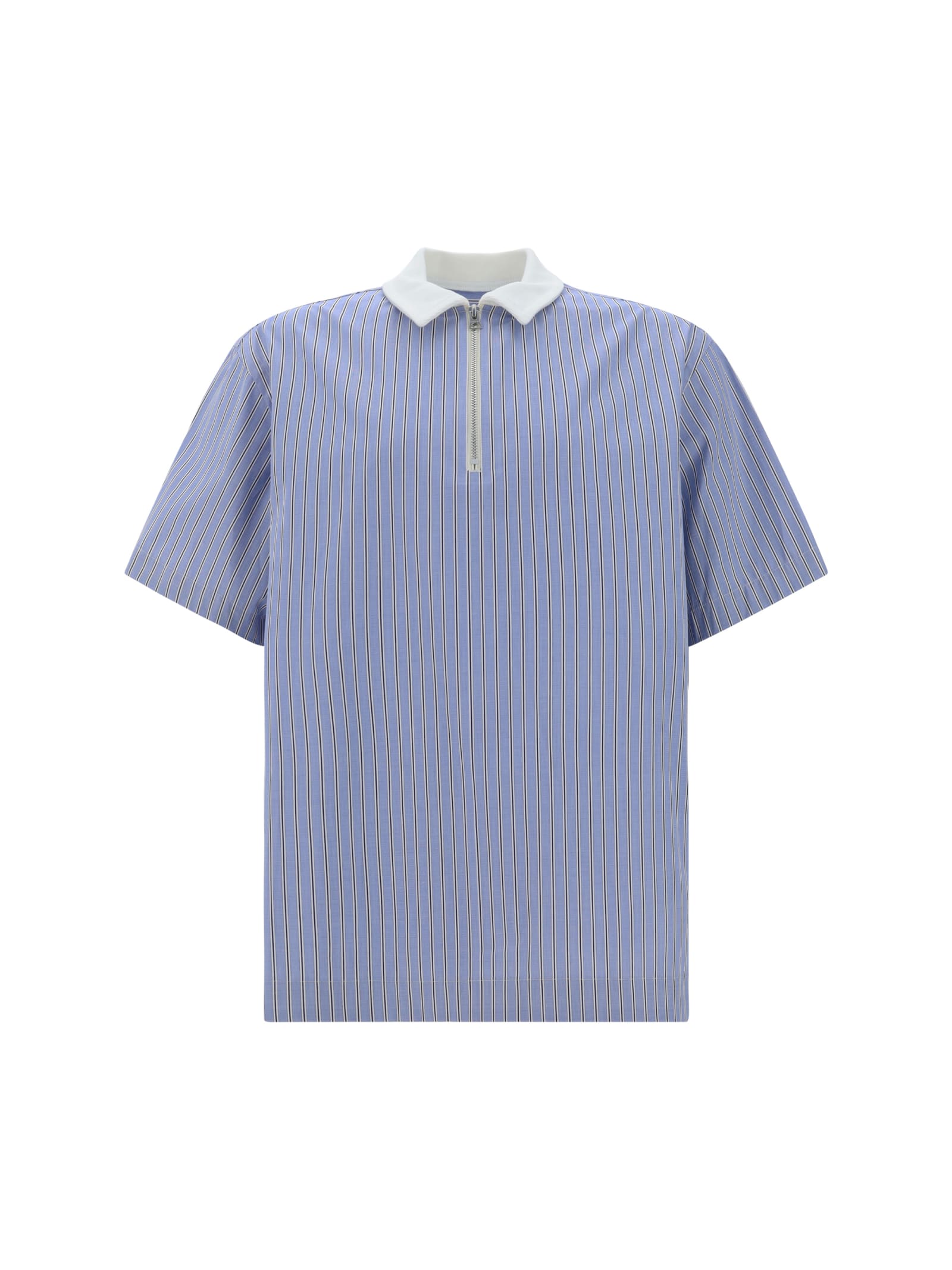 Shop Sacai Polo Shirt In L/blue Stripe