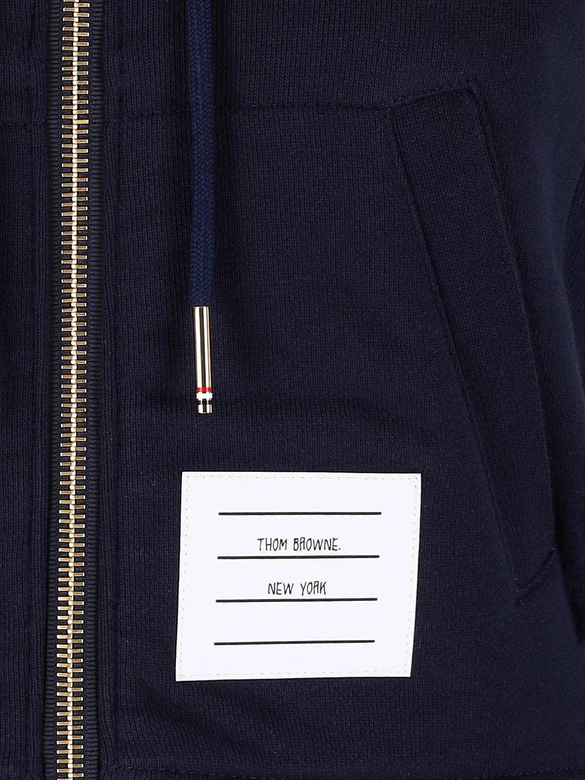 Thom Browne Zip-up Hoodie With Four-bar Detail In Blue
