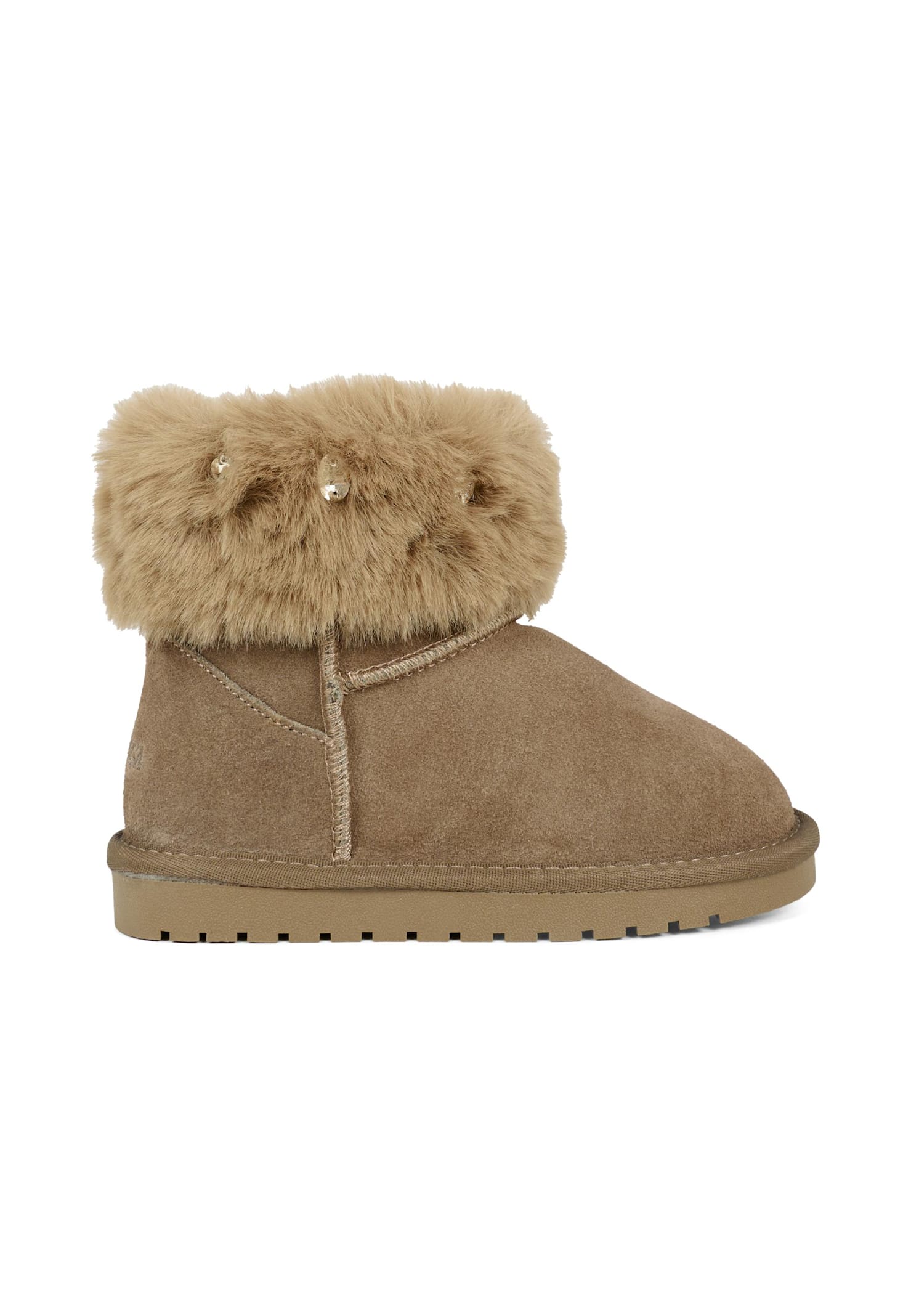 Monnalisa Brown Ankle Boots For Girl With Stones In Brown