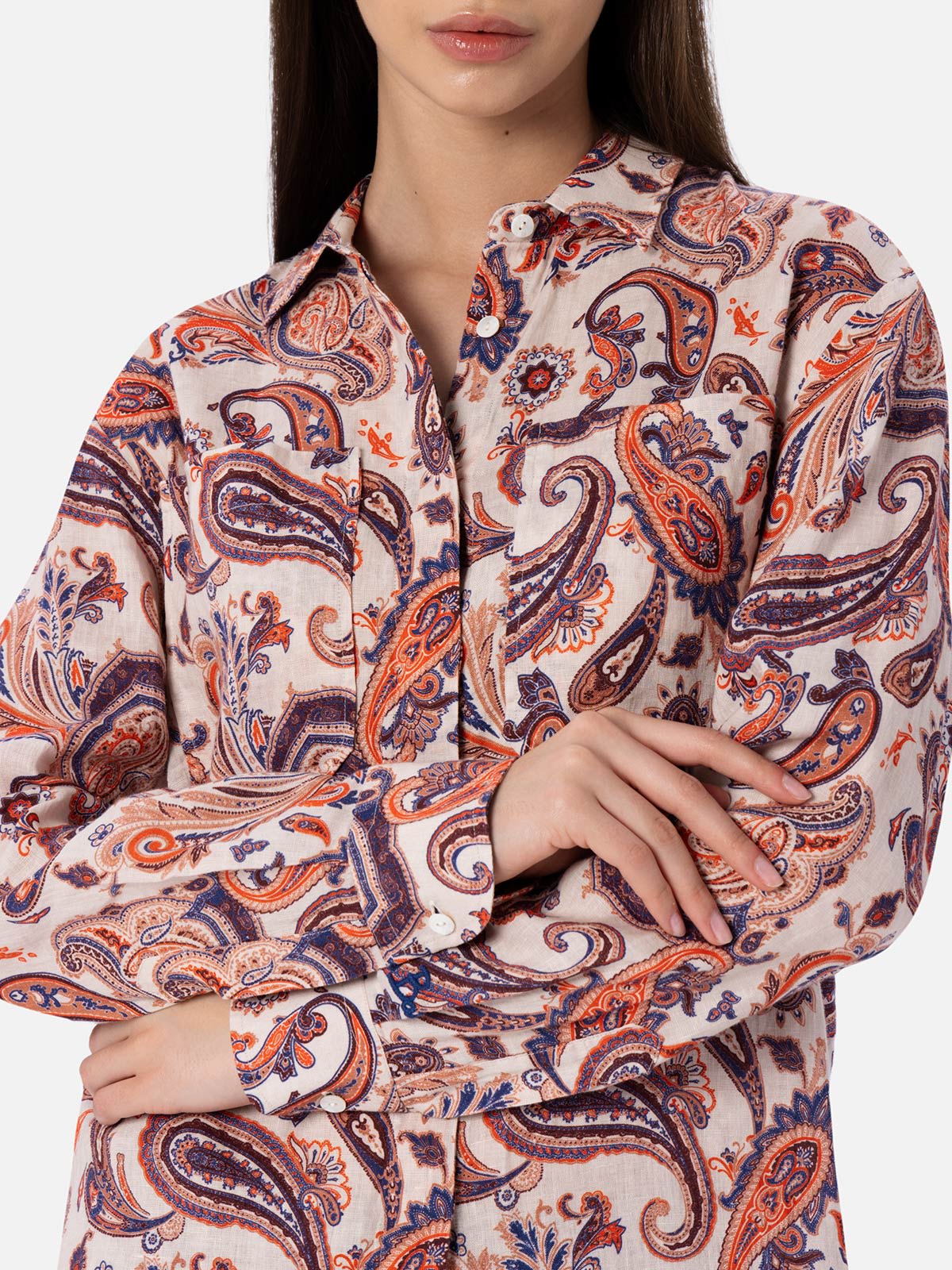 Mc2 Saint Barth Woman Texan Style Shirt Alodie With Pockets In White