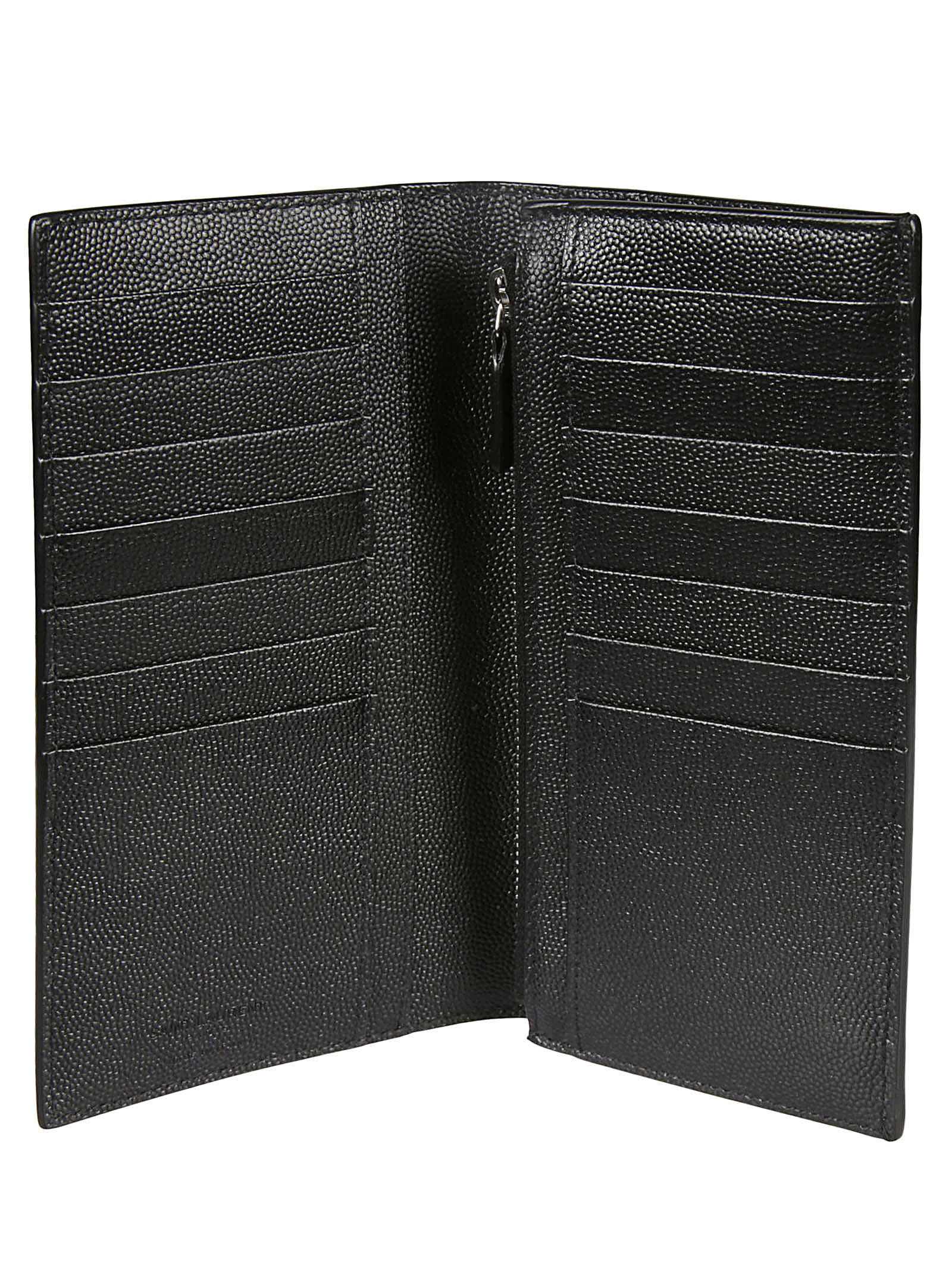 Saint Laurent Grain De Poudre Leather Bi-fold Card Wallet Accessories In Black