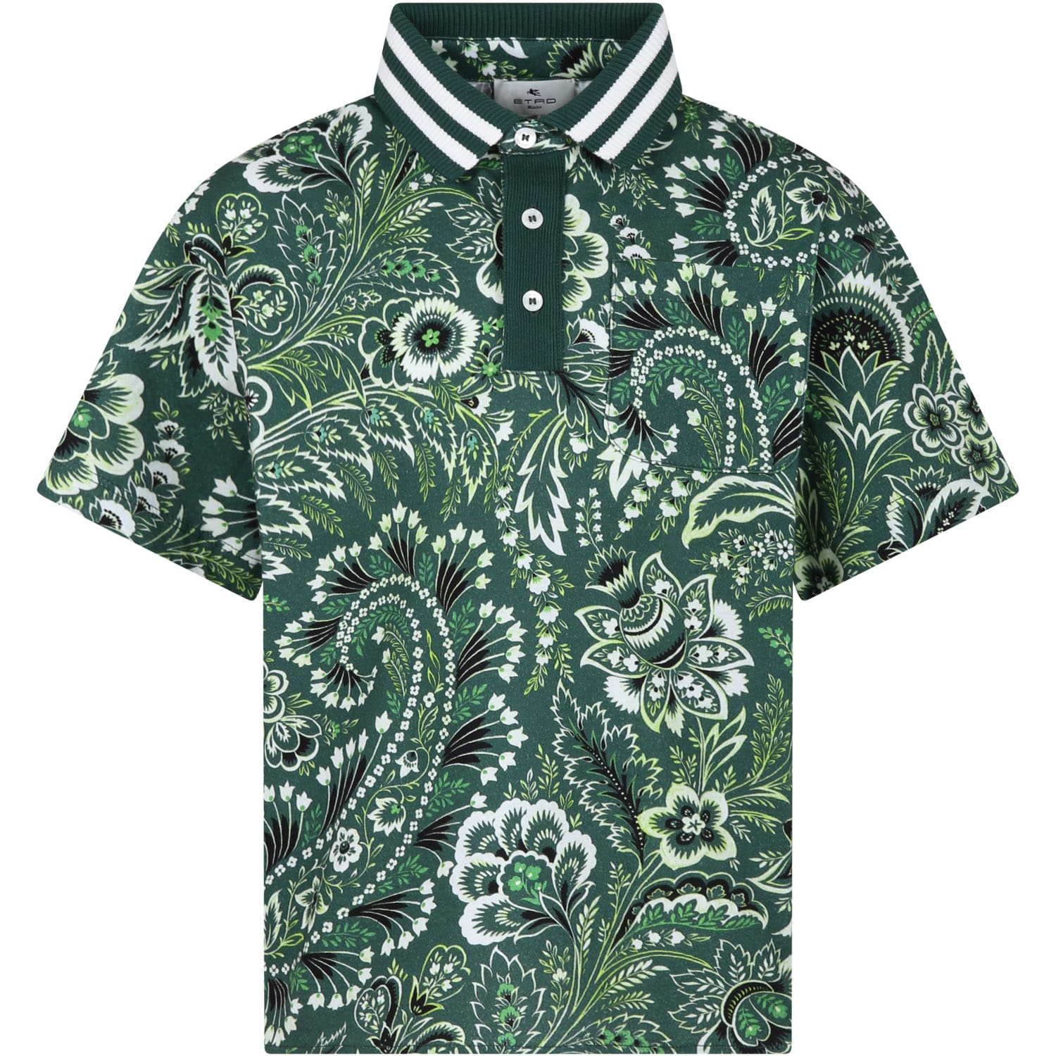 Etro Green Polo Shirt For Boy With Paisley Pattern