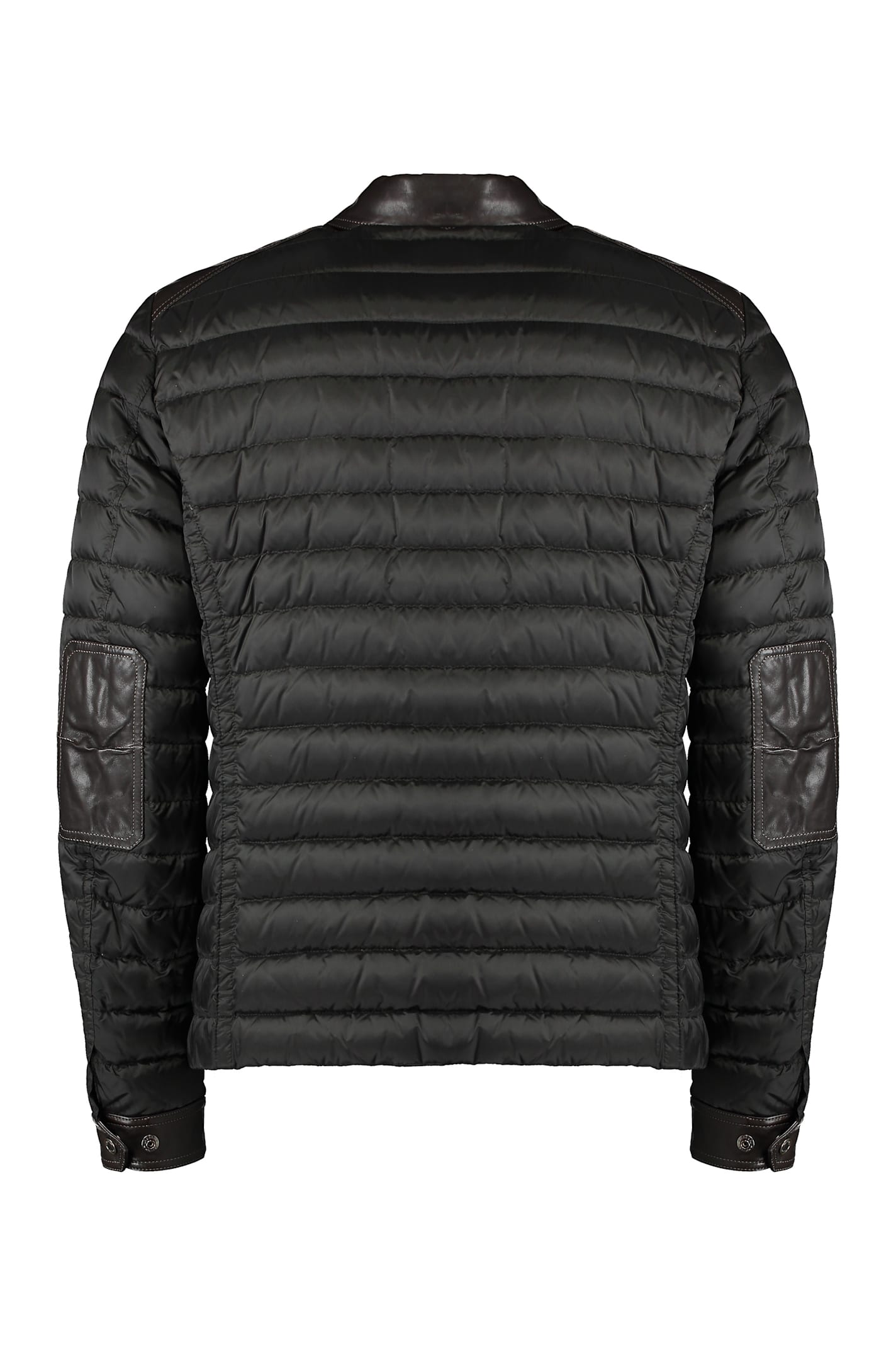 Moorer Crespi Leather Inserts Down Jacket In Brown