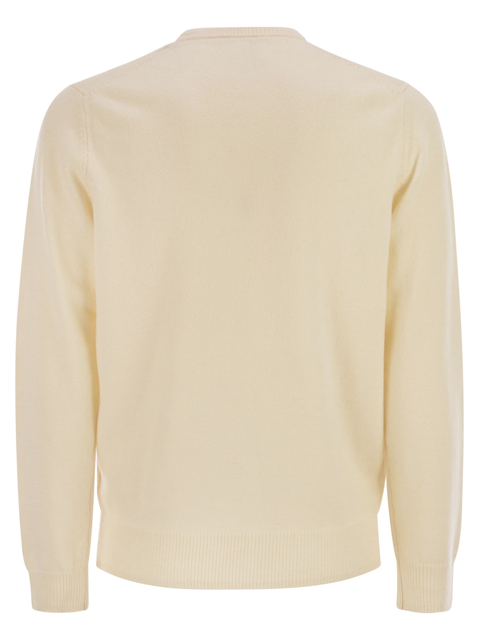 Mc2 Saint Barth Regent - Lambswool Crew Neck Jumper In White