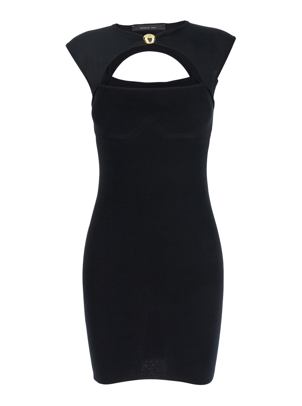 Black Dress With Jewel Detail On The Front In Viscose Blend Woman