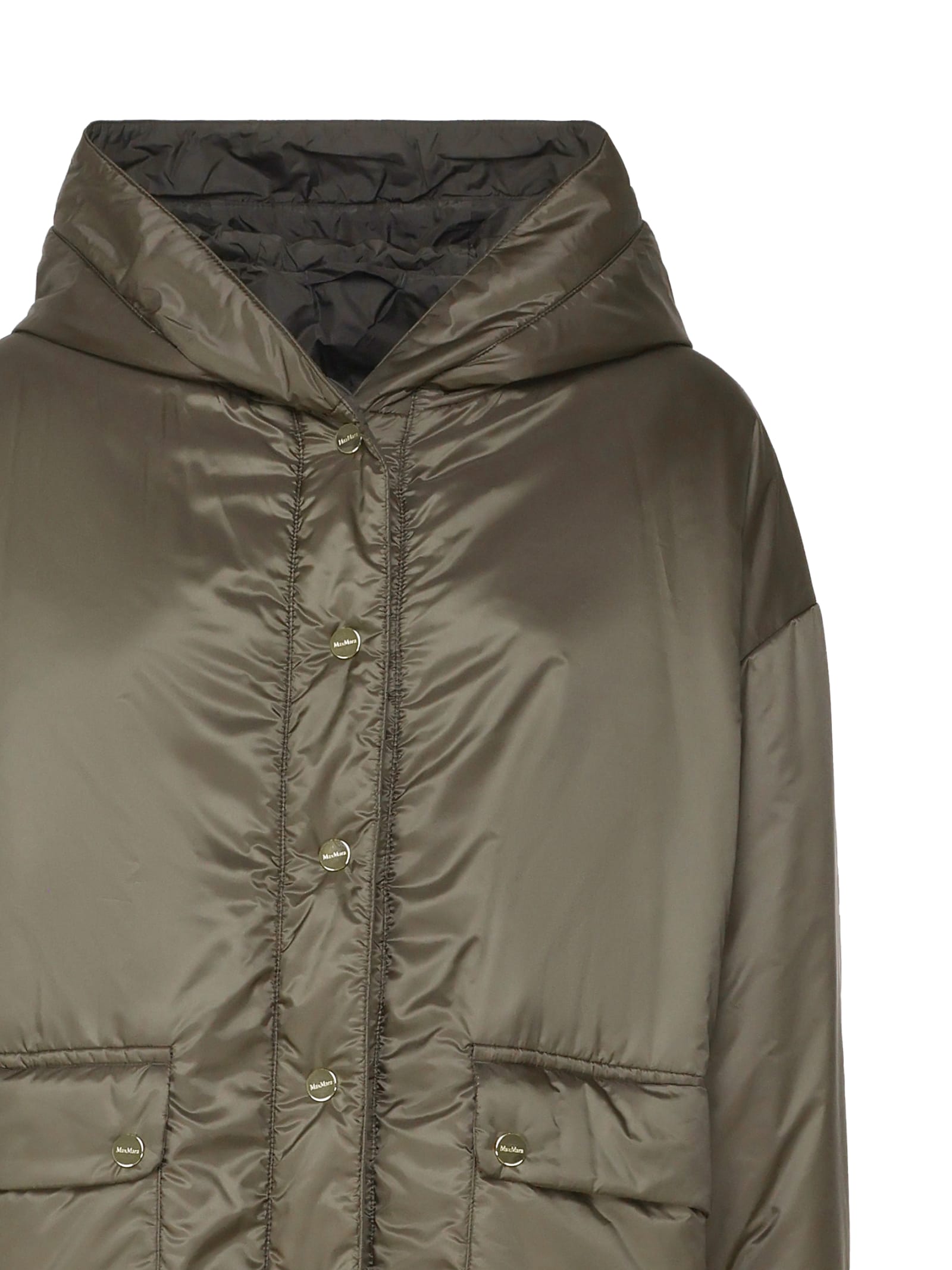 Shop Max Mara Greenmo Padded Jacket In Nylon In Stone