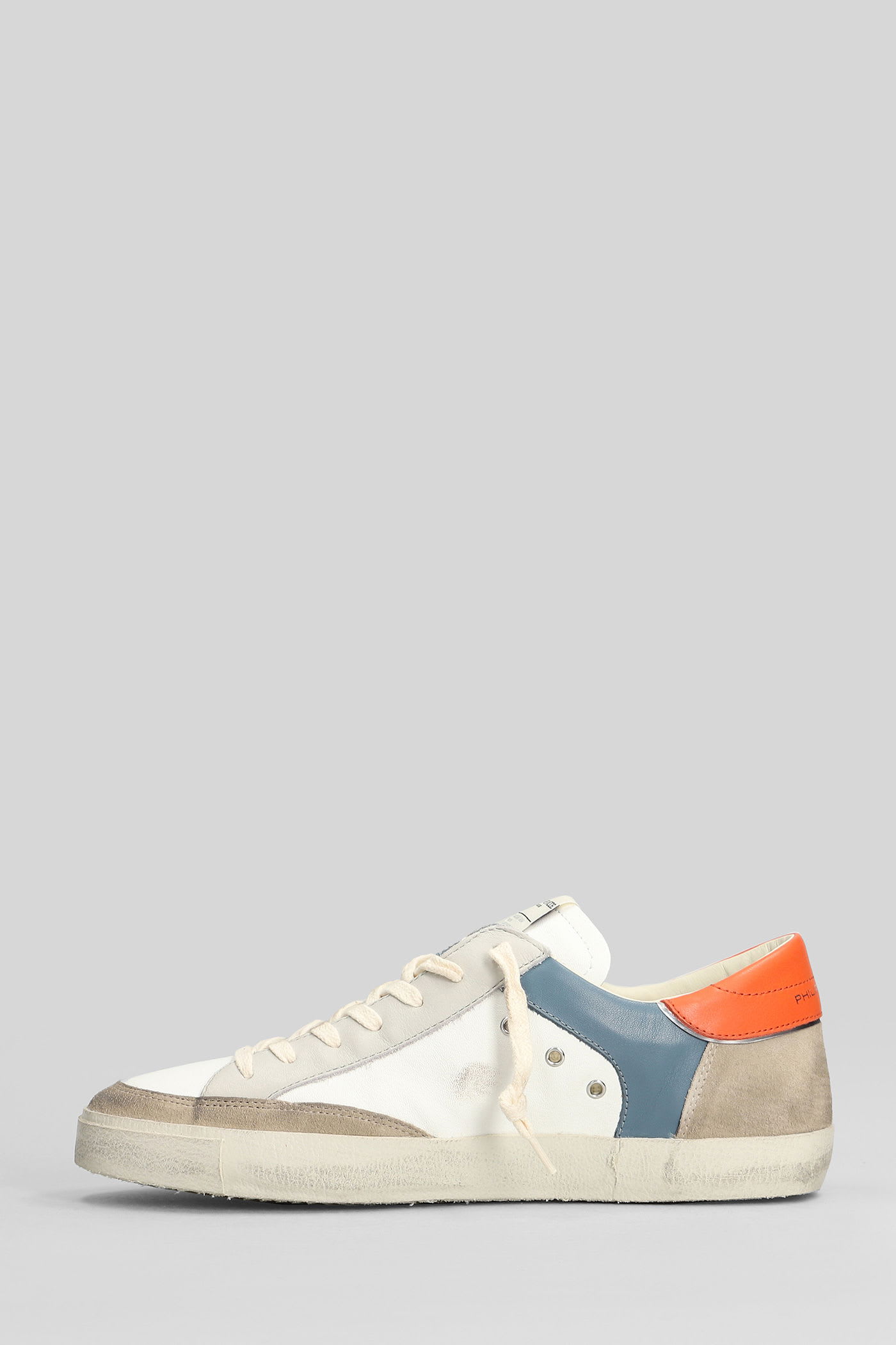Philippe Model Prsx Low Sneakers In White Suede And Leather In Multi