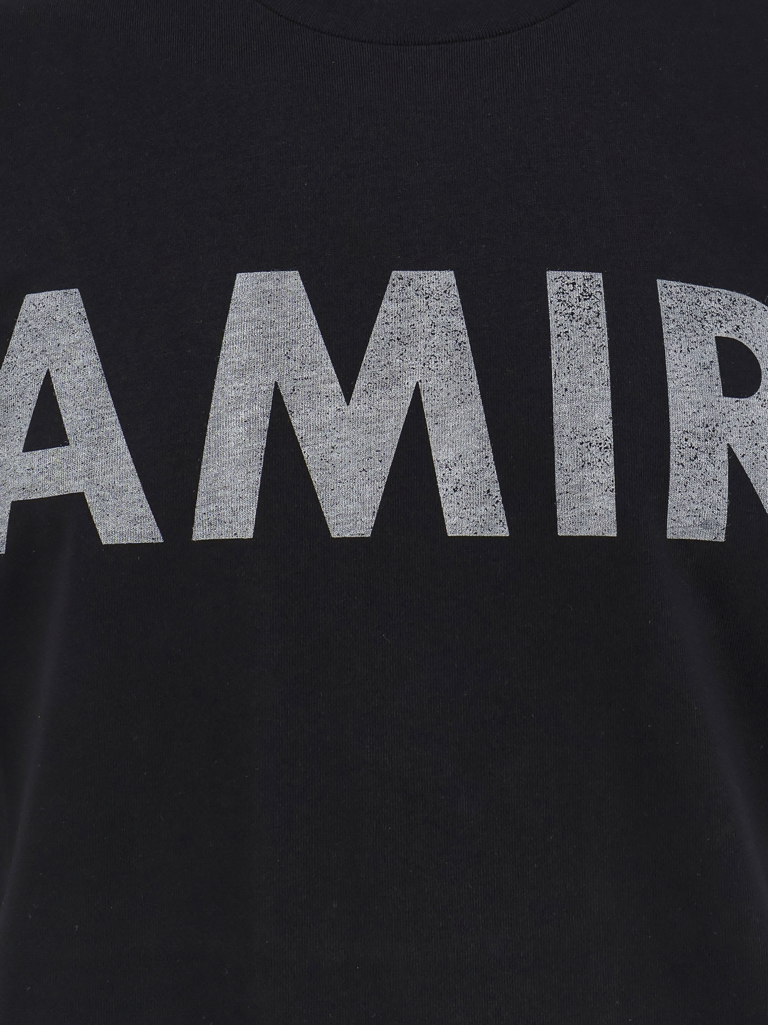 Amiri Black Cotton T-shirt With Bold Logo Statement