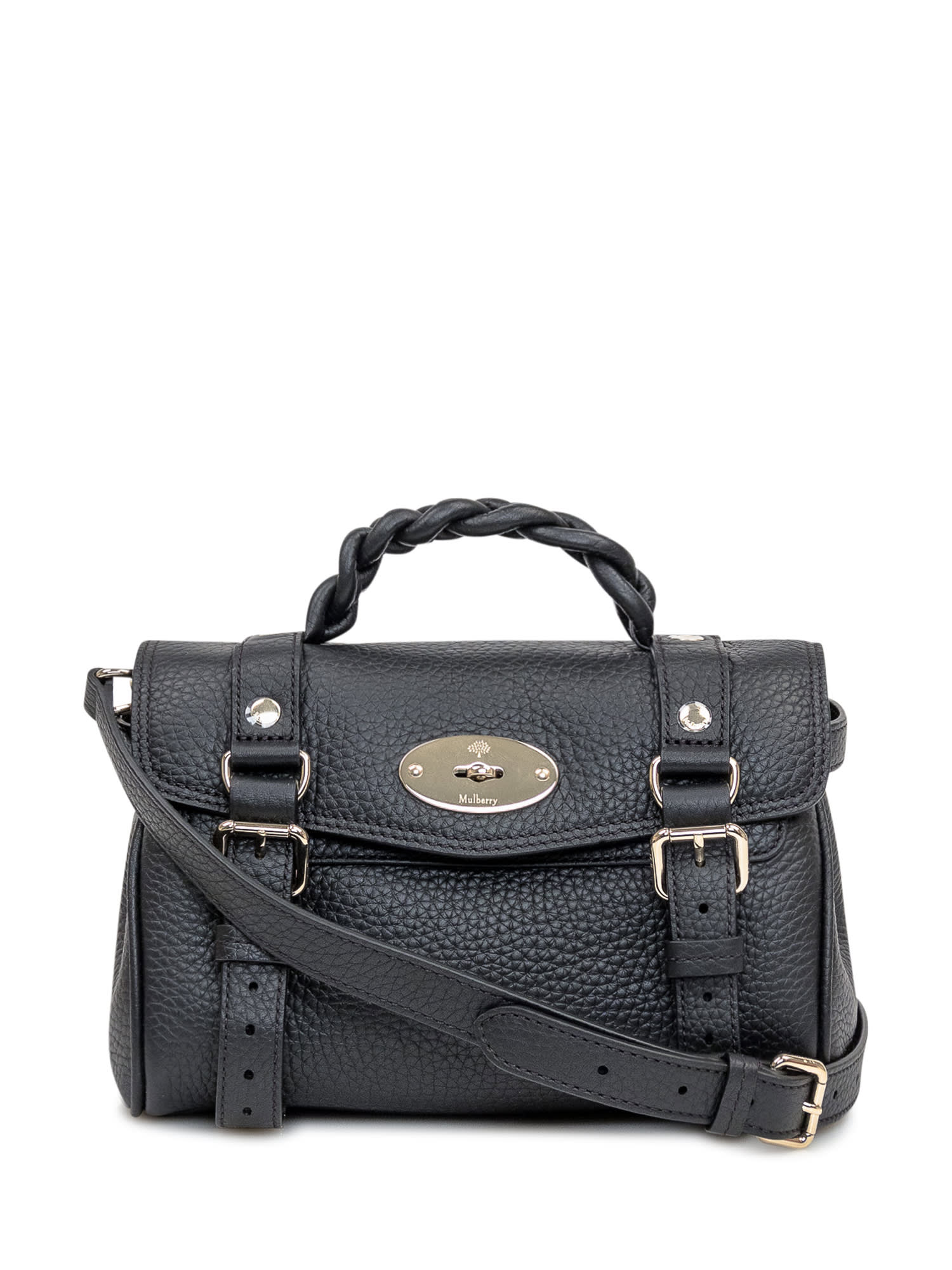 Shop Mulberry Mini Bag Alexa Heavy Grain In Black