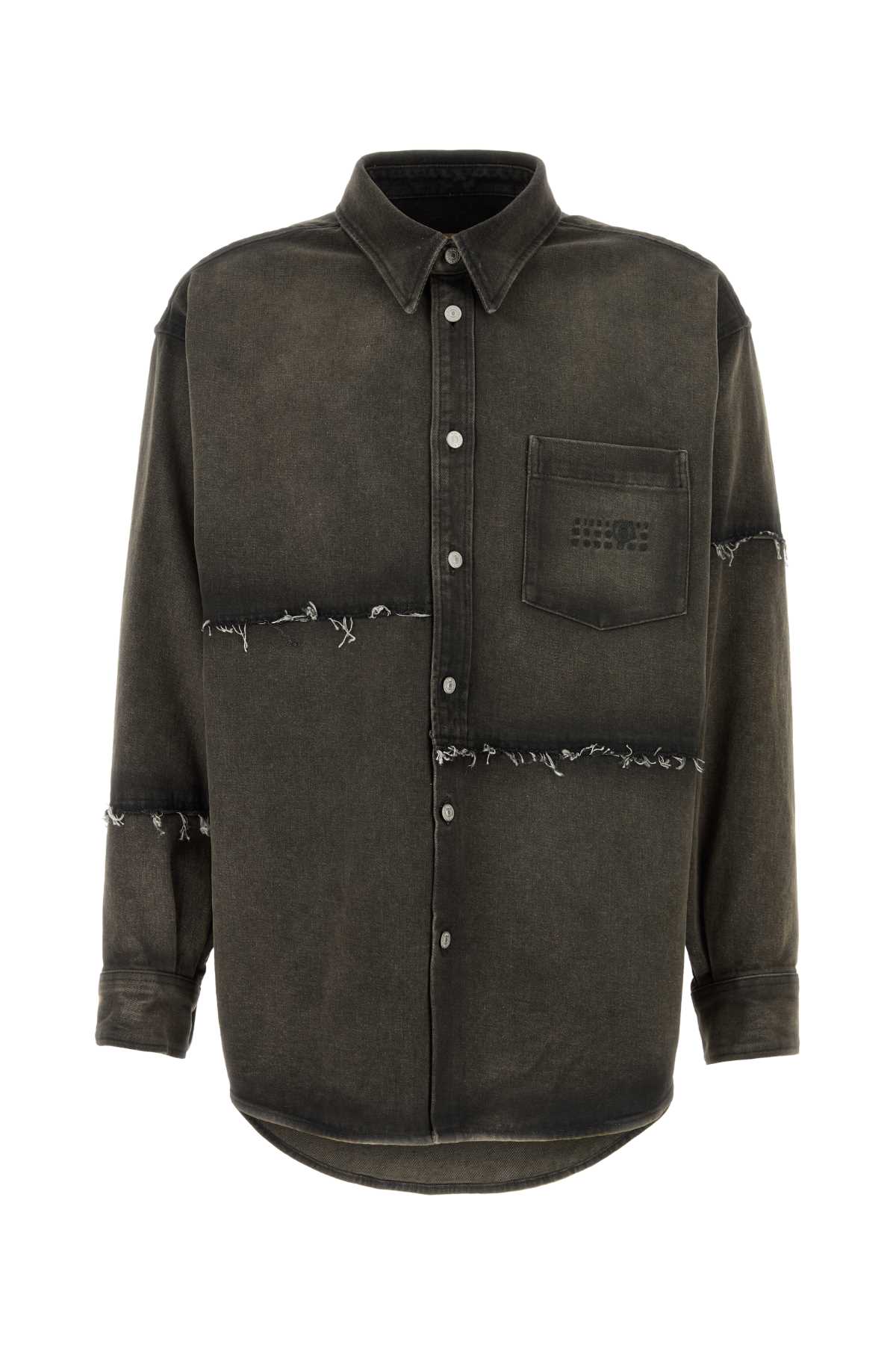 Shop Mm6 Maison Margiela Charcoal Denim Shirt In Wolfgrey