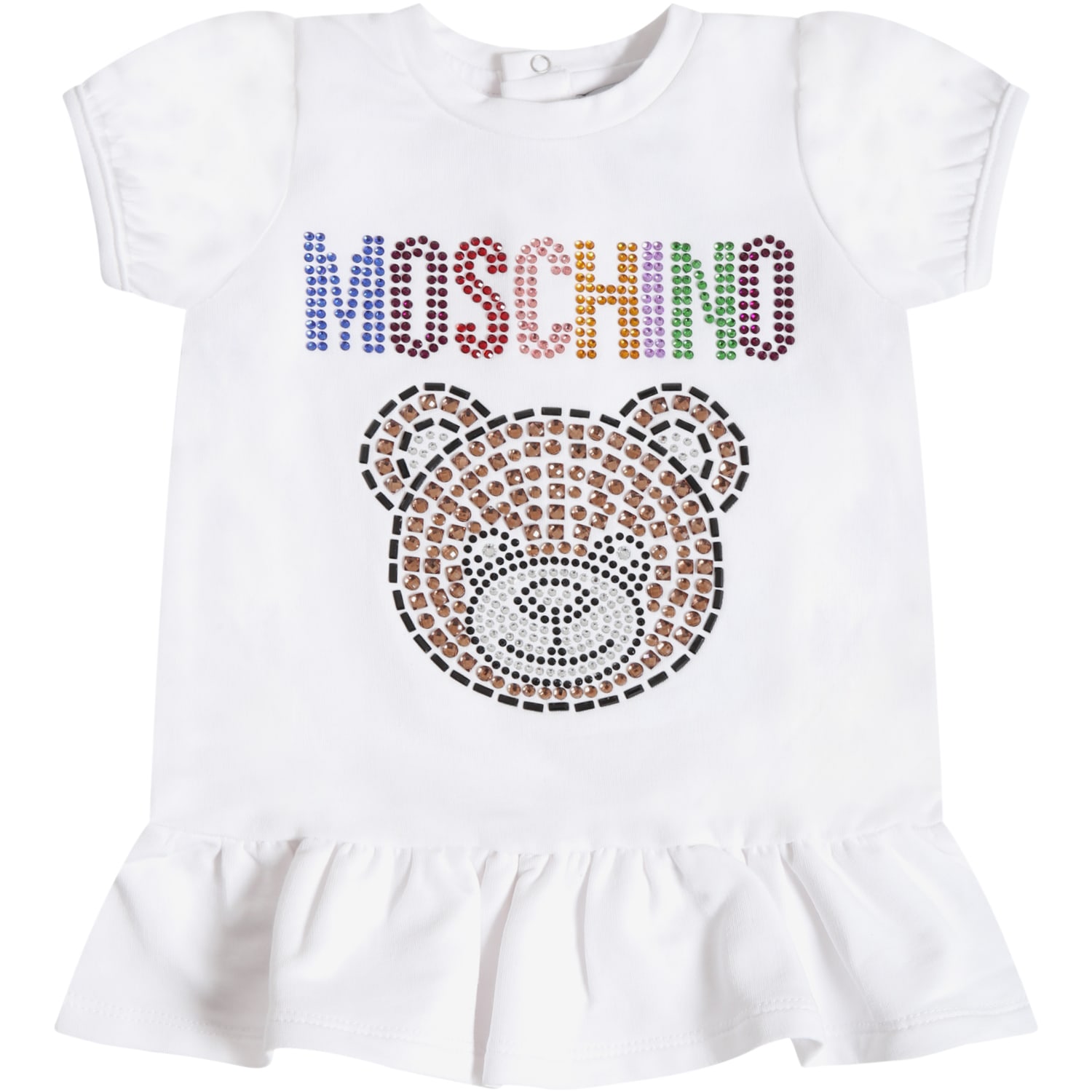Moschino White Dress For Babygirl With Teddy Bear