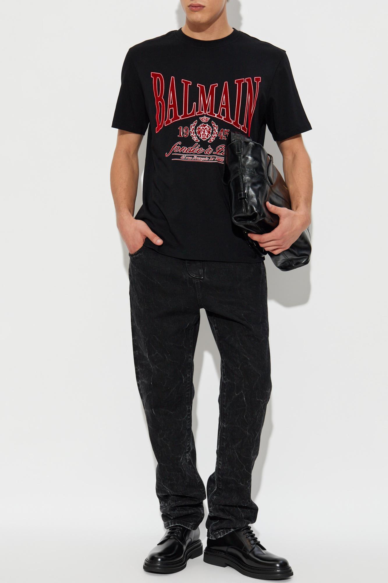 Balmain T-shirt With A Logo And Velvet Finish In Transparent