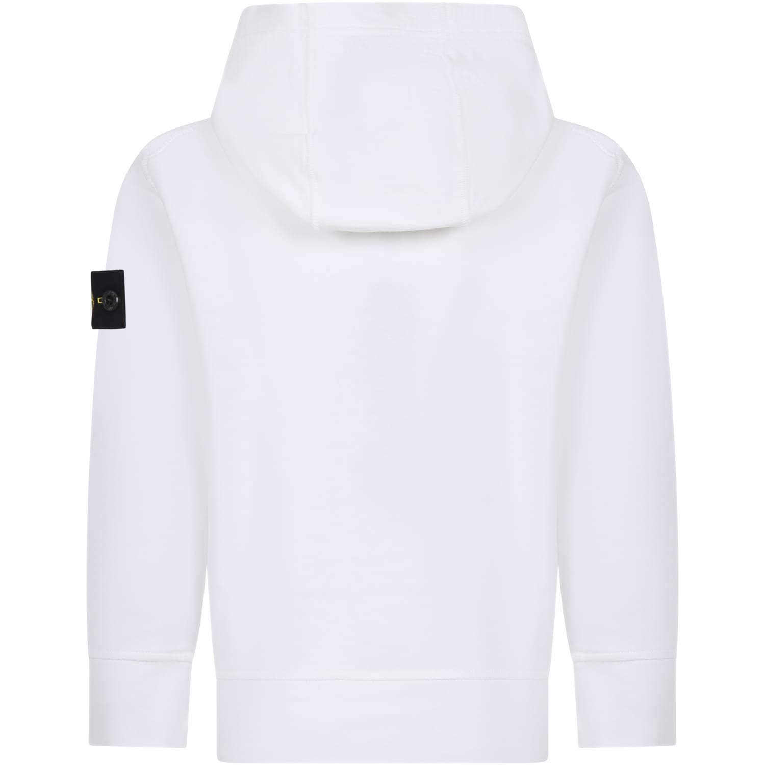 Shop Stone Island White Sweatshirt For Boy With Iconic Logo In Bianco