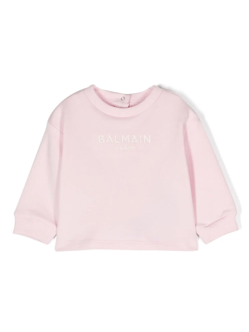 Shop Balmain Sweatshirt With Embroidery In Pink