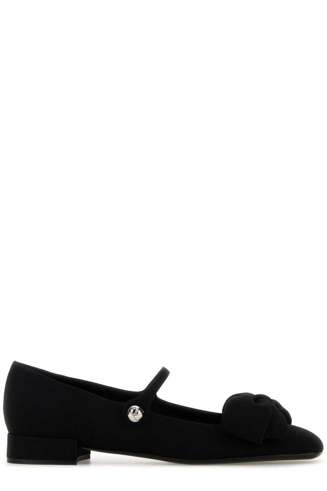Black Crepe Bowjane Ballerinas