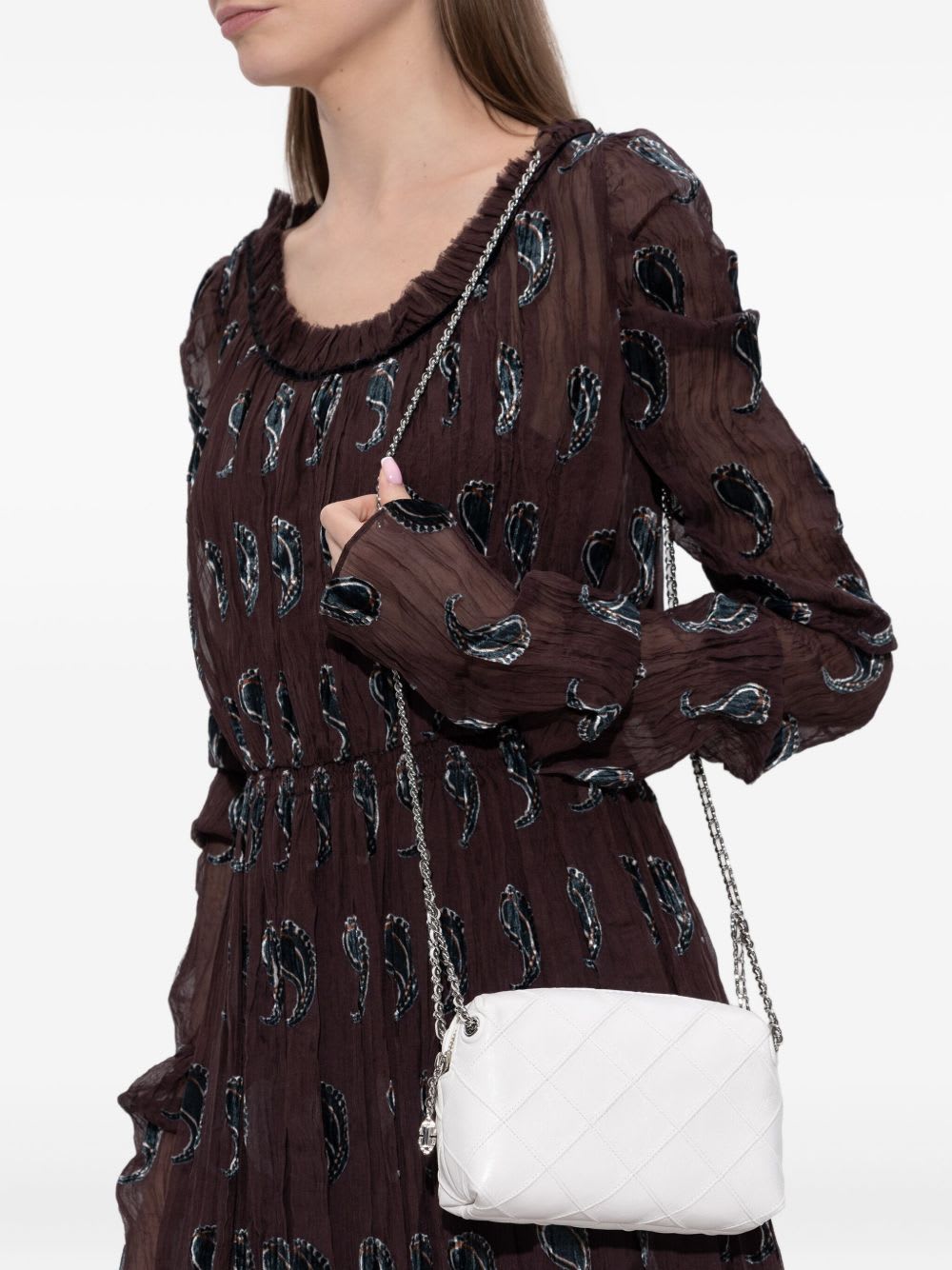 Tory Burch Fleming Leather Crossbody Bag In White