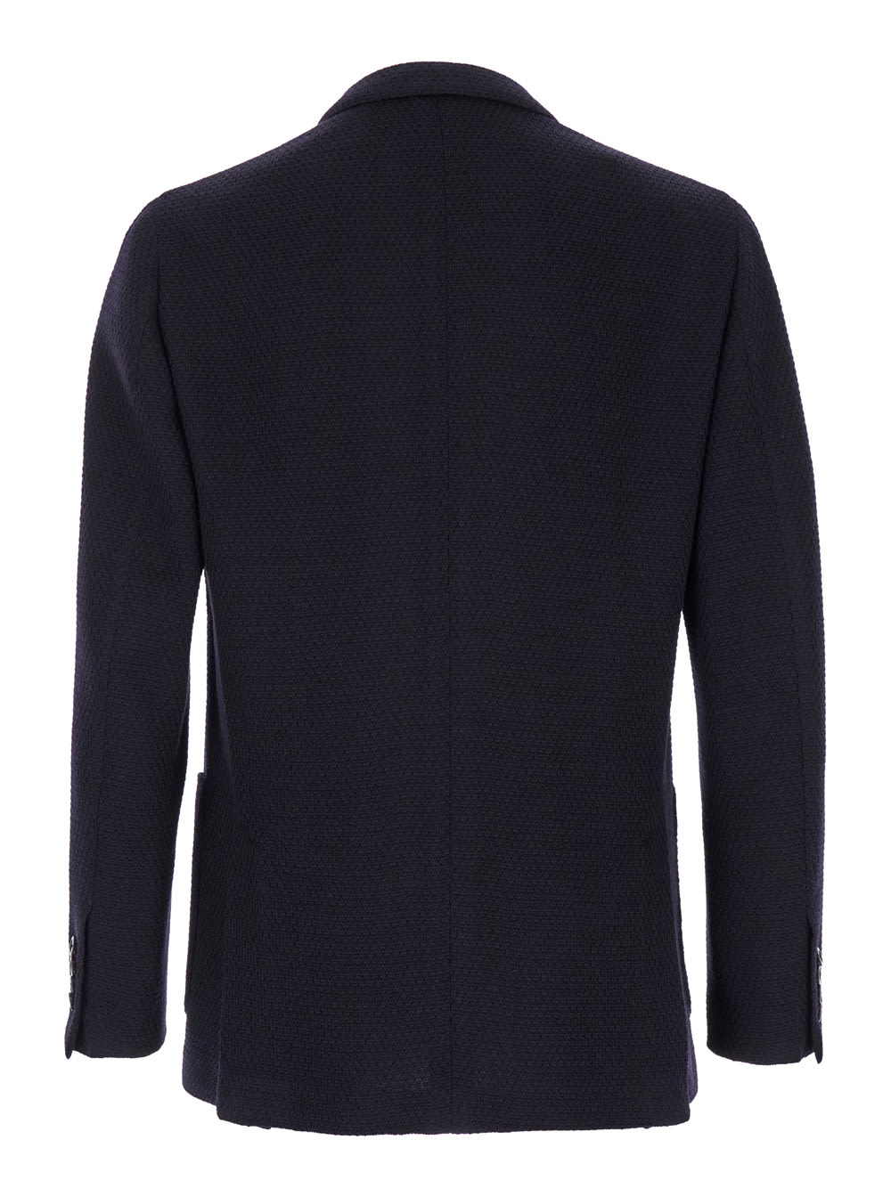 Shop Lardini Blue Double-breasted Jacket With Logo Pin In Knit Man