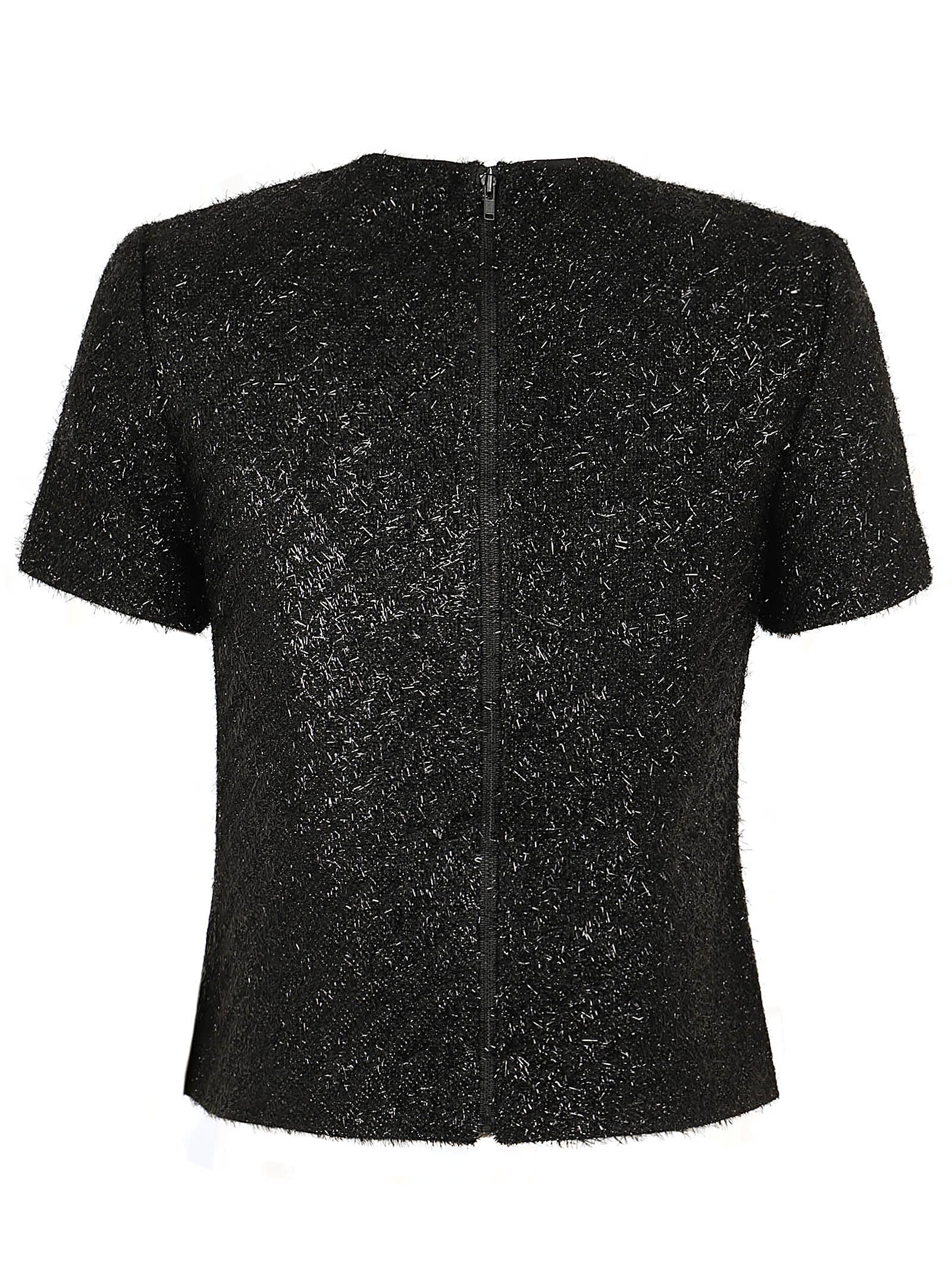 Shop Self-portrait Black Tinsel Boucle Top