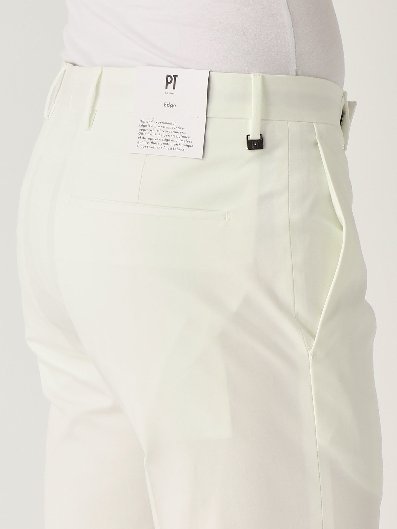 Pt Torino Refined Cotton Twill White Trousers With Detailing In White