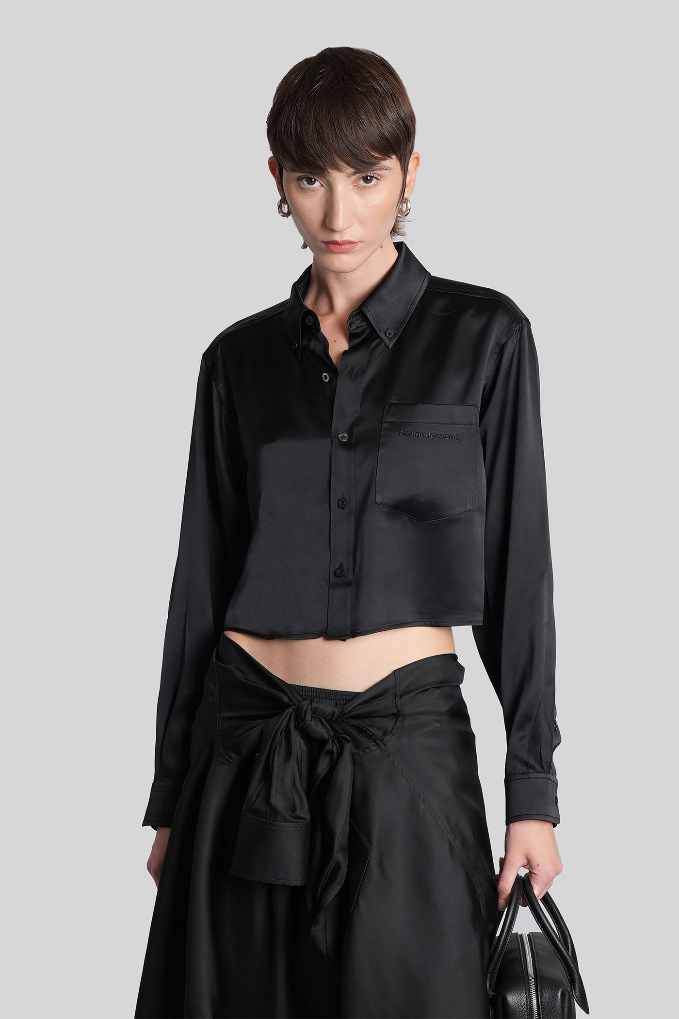 Alexander Wang Shirt In Black Silk In Black