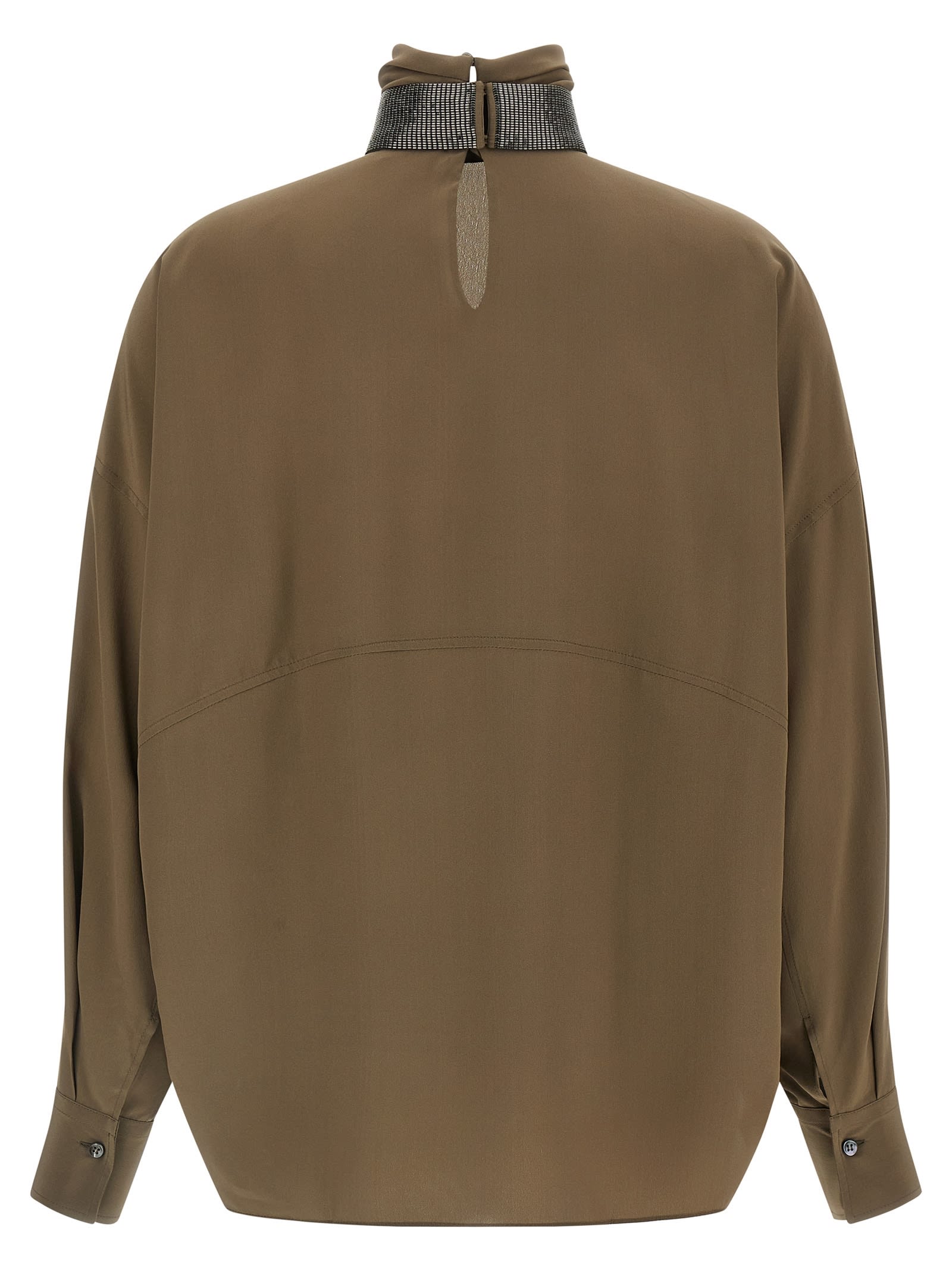 Brunello Cucinelli Silk Blouse In Brown