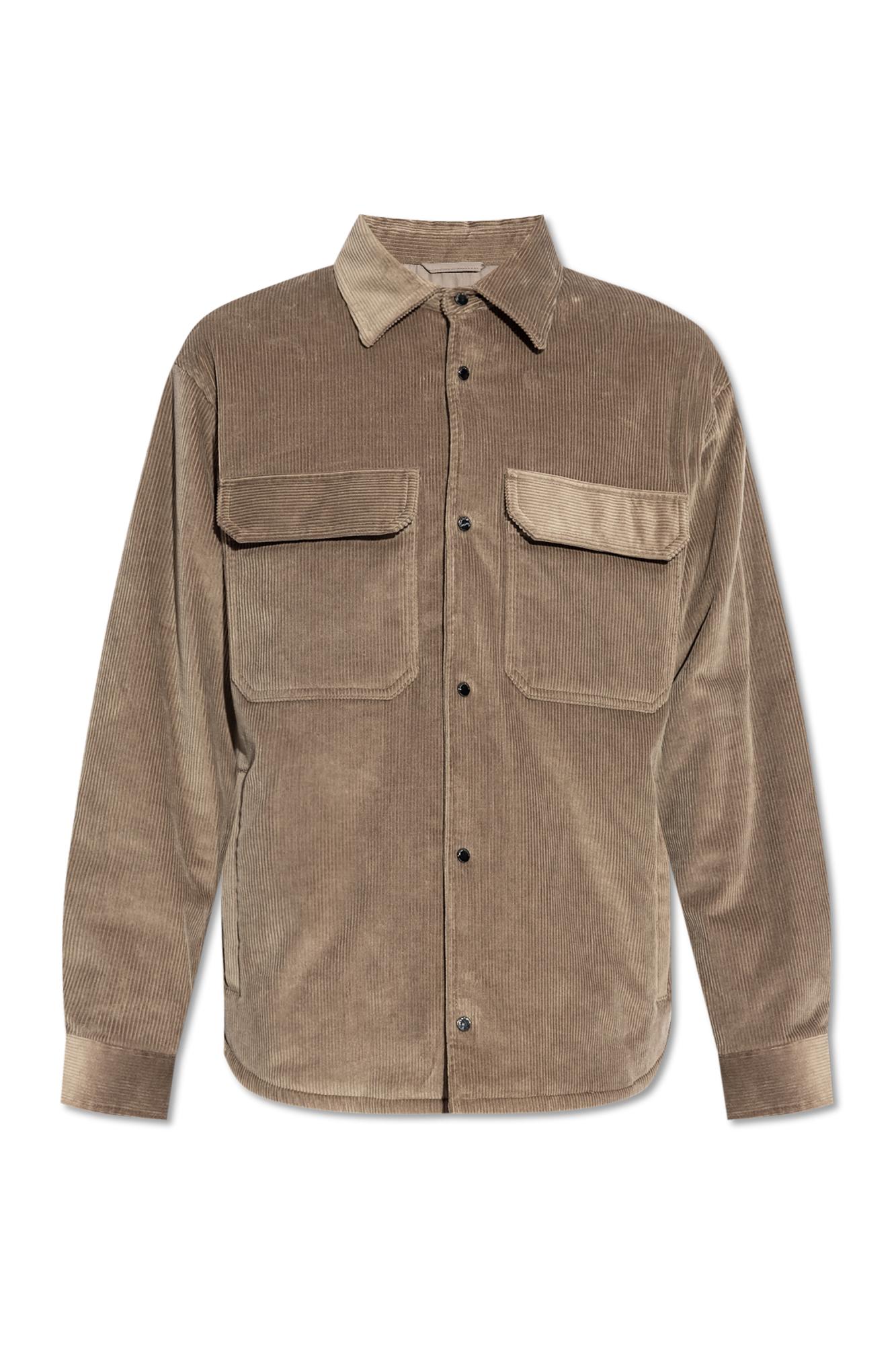 Shop Emporio Armani Corduroy Jacket In Dove Grey