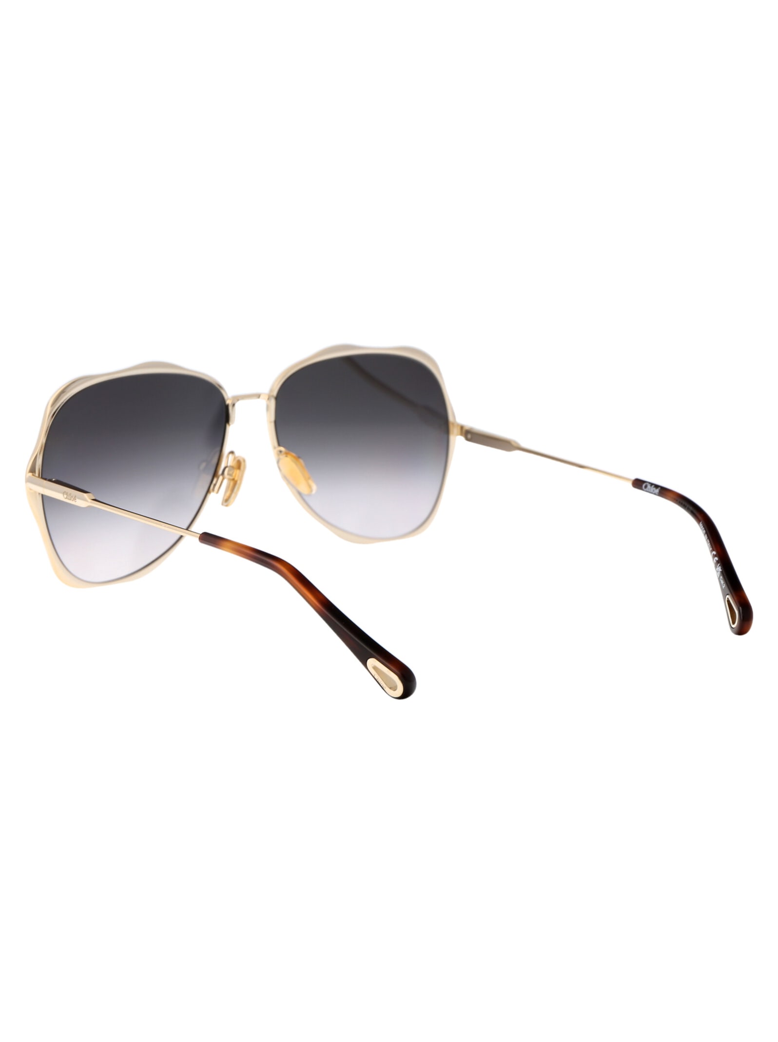 Shop Chloé Ch0183s Sunglasses In 001 Gold Gold Grey