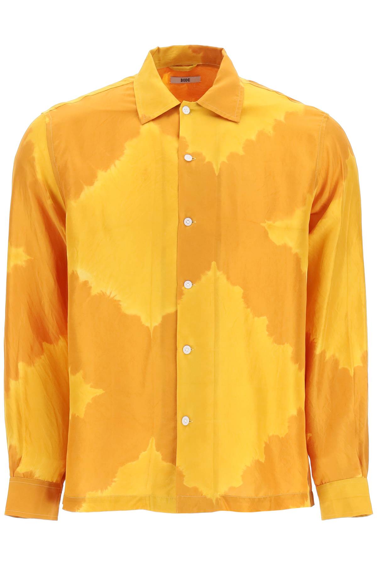 Bode Silk Lehariya Shirt In Orange Multi