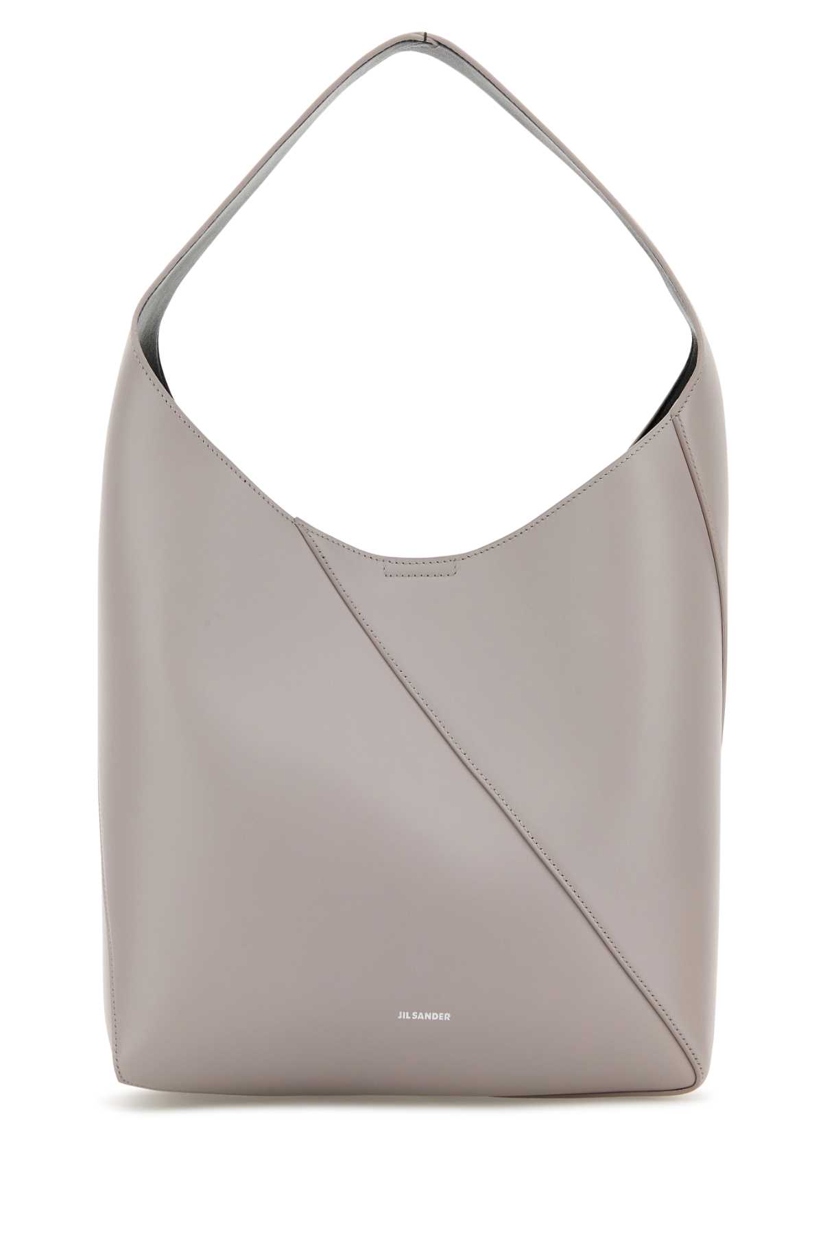 Shop Jil Sander Light Grey Leather Medium Vertigo Shoulder Bag In Gris