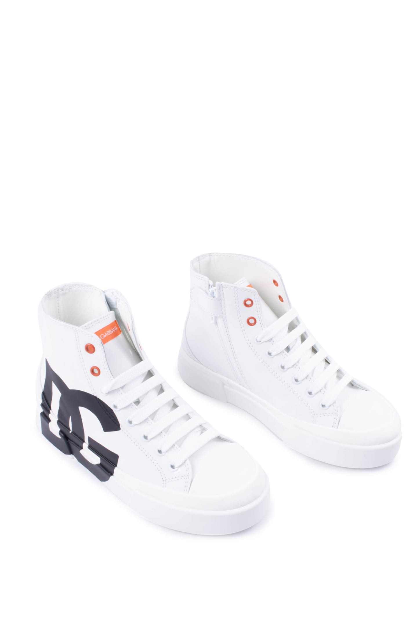 Dolce & Gabbana Kids - High-Top Portofino Sneaker - Kids - Rubber/Calf LeatherCalf Leather - 24 - White