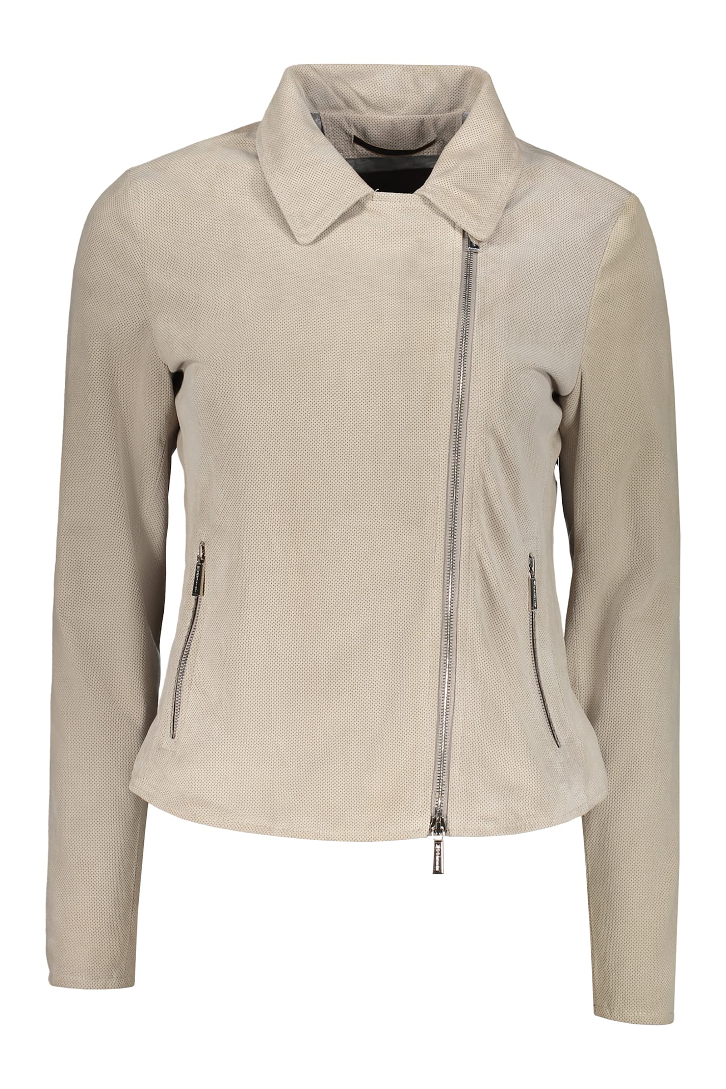 Moorer Carlotta Leather Jacket In Neutral