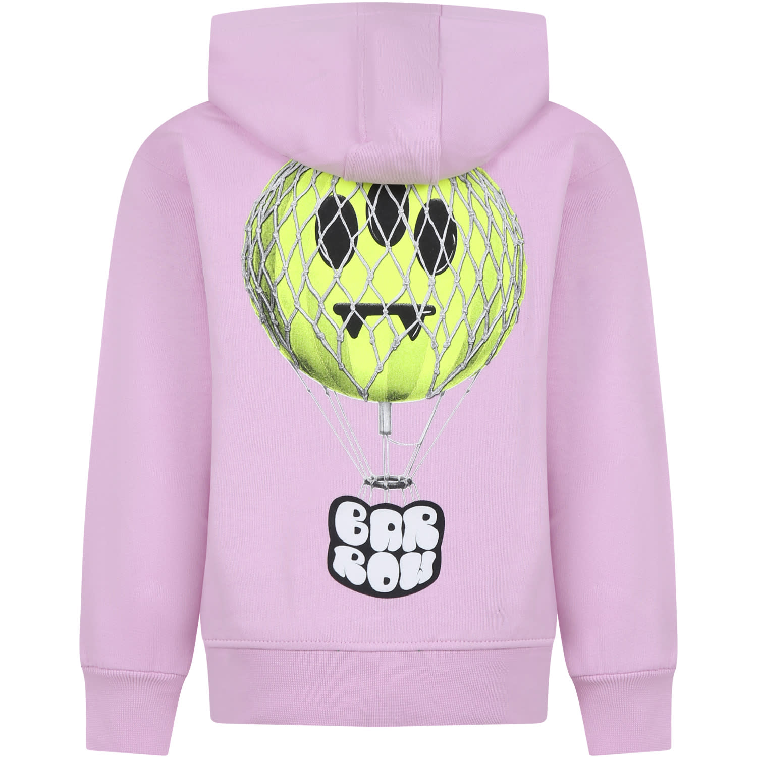 Shop Barrow Pink Sweatshirt For Kids With Logo And Print In Rosa