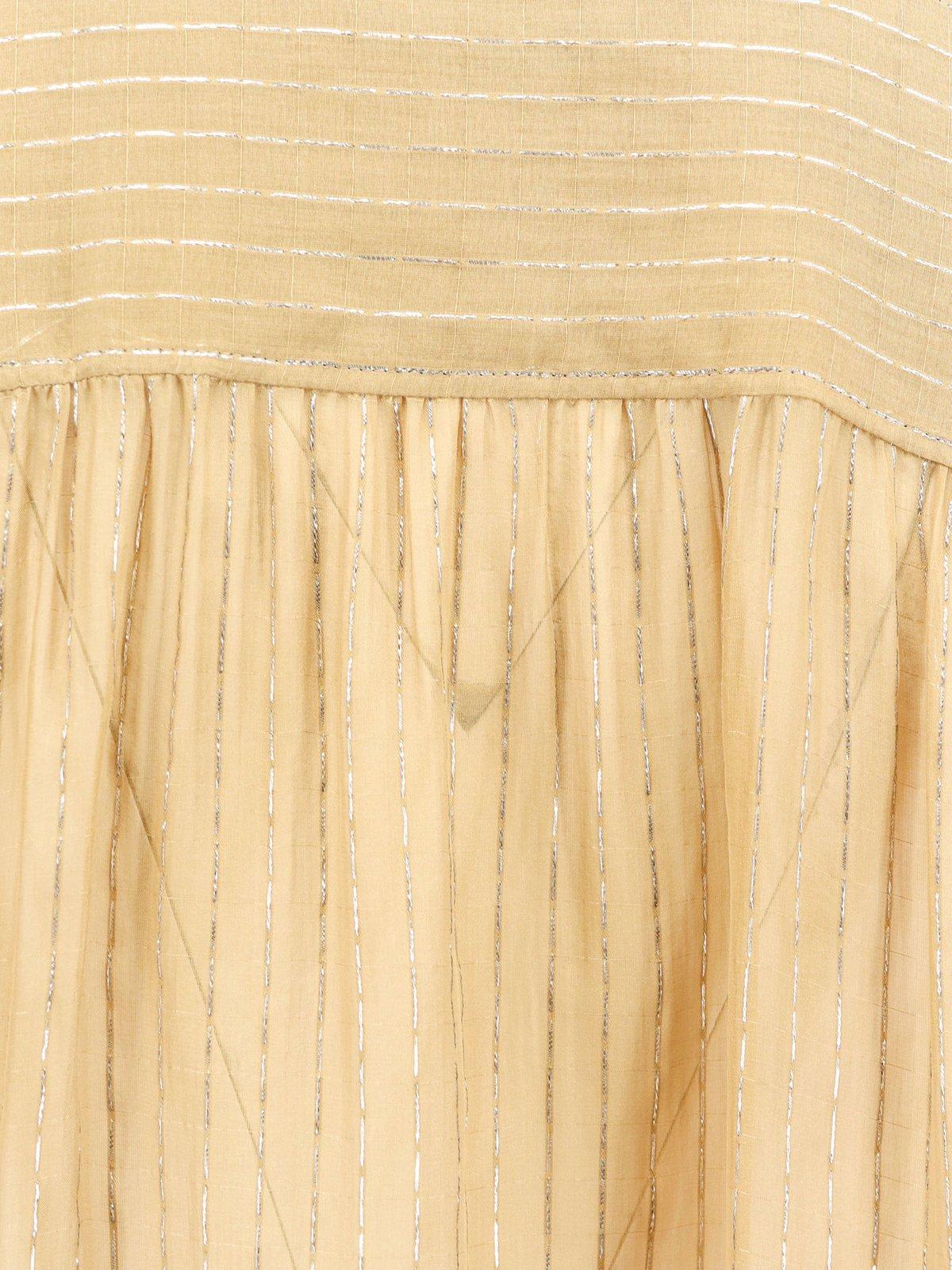 Shop Chloé Tie-neck Striped Blouse In Beige