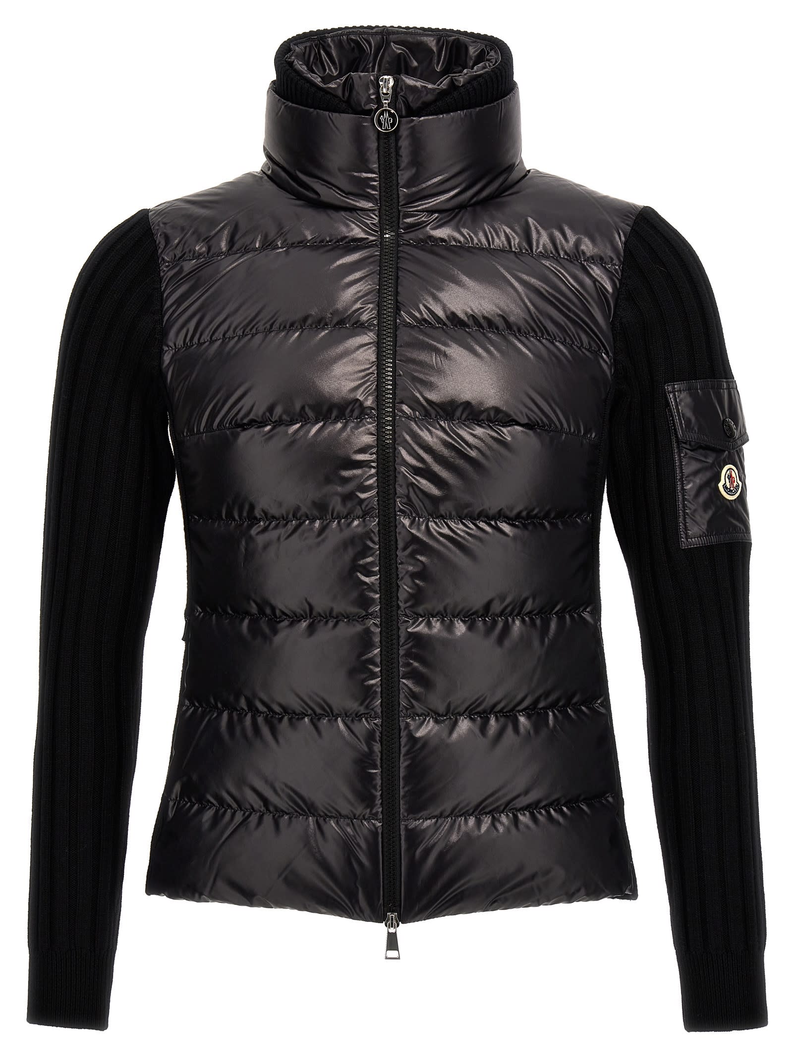 Moncler Padded Cardigan Jacket In Black