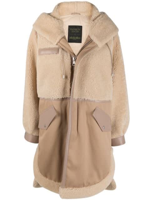 Mr & Mrs Italy Elizabeth Sulcers Capsule Cotton Drill, Shearling And Leather Parka For Woman