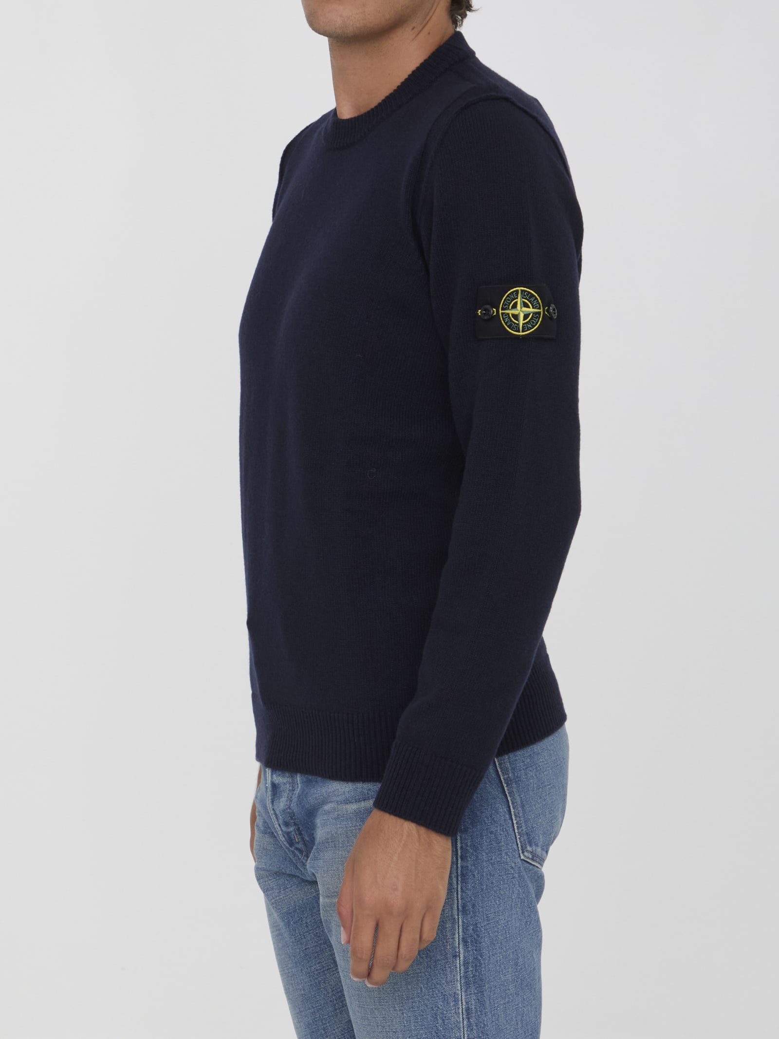 Shop Stone Island Wool Sweater In Bleu