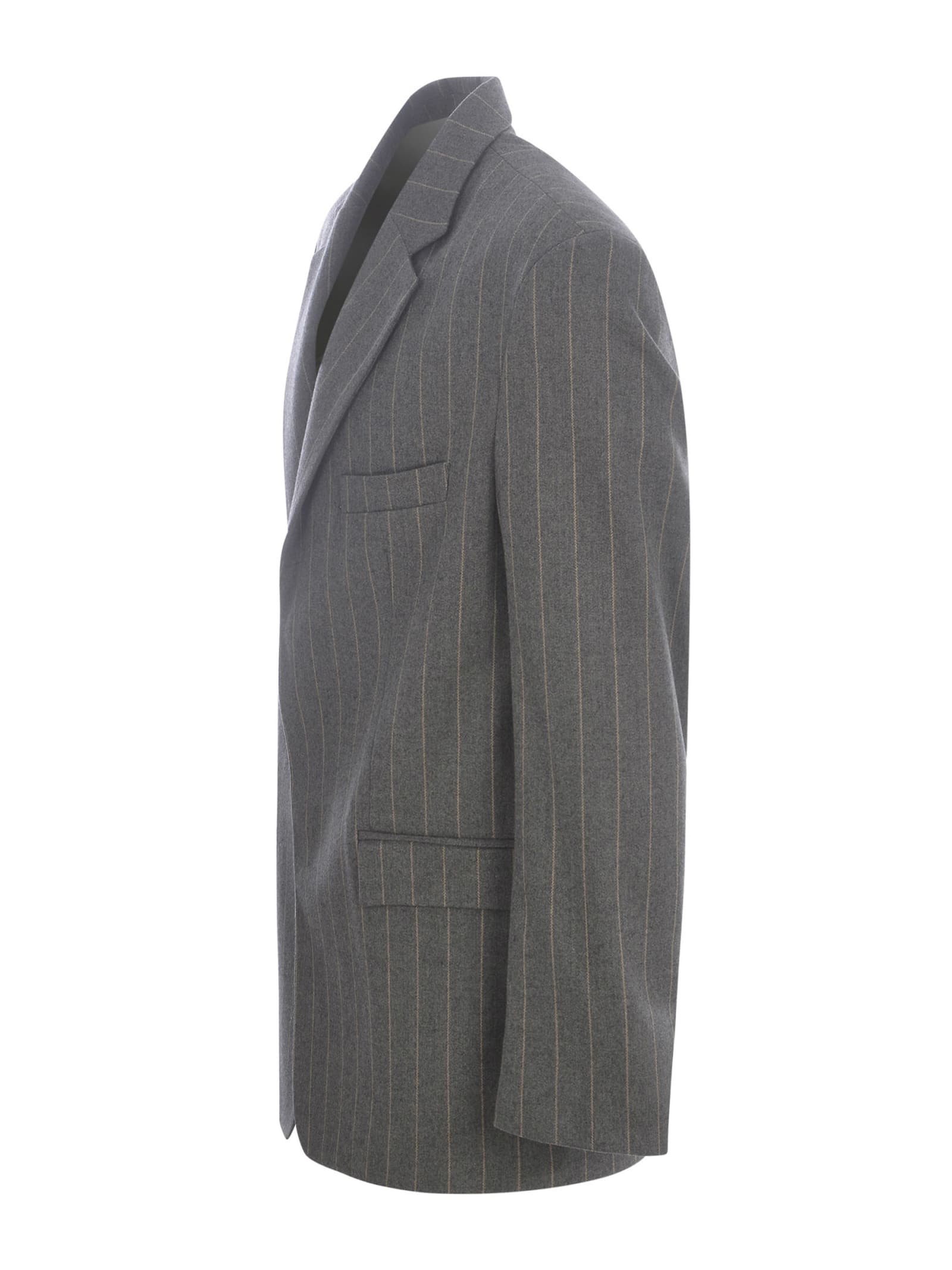 Shop Family First Milano Single-breasted Jacket Family First In Wool Blend In Grigio