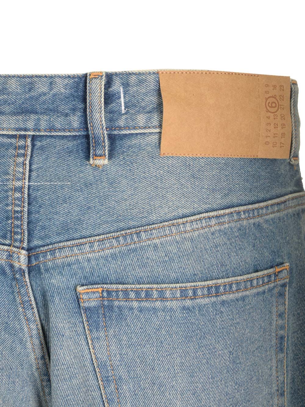 Shop Mm6 Maison Margiela Creased Jeans In Blue