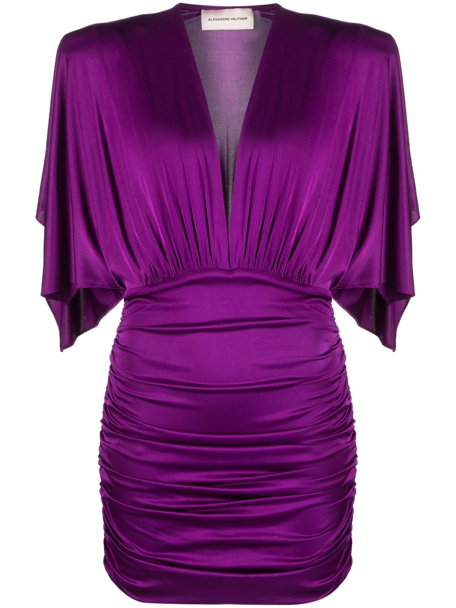 Alexandre Vauthier Purple Draped Mini Dress