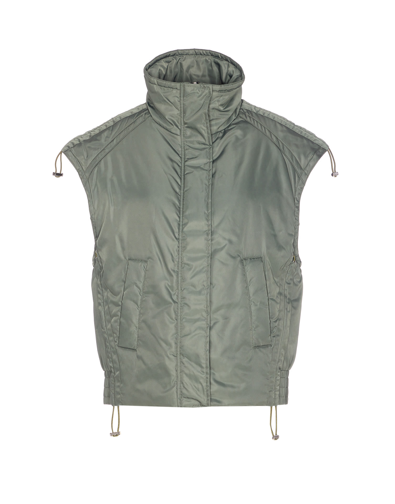 Pinko Sleeveless Zip-front Gilet In Green