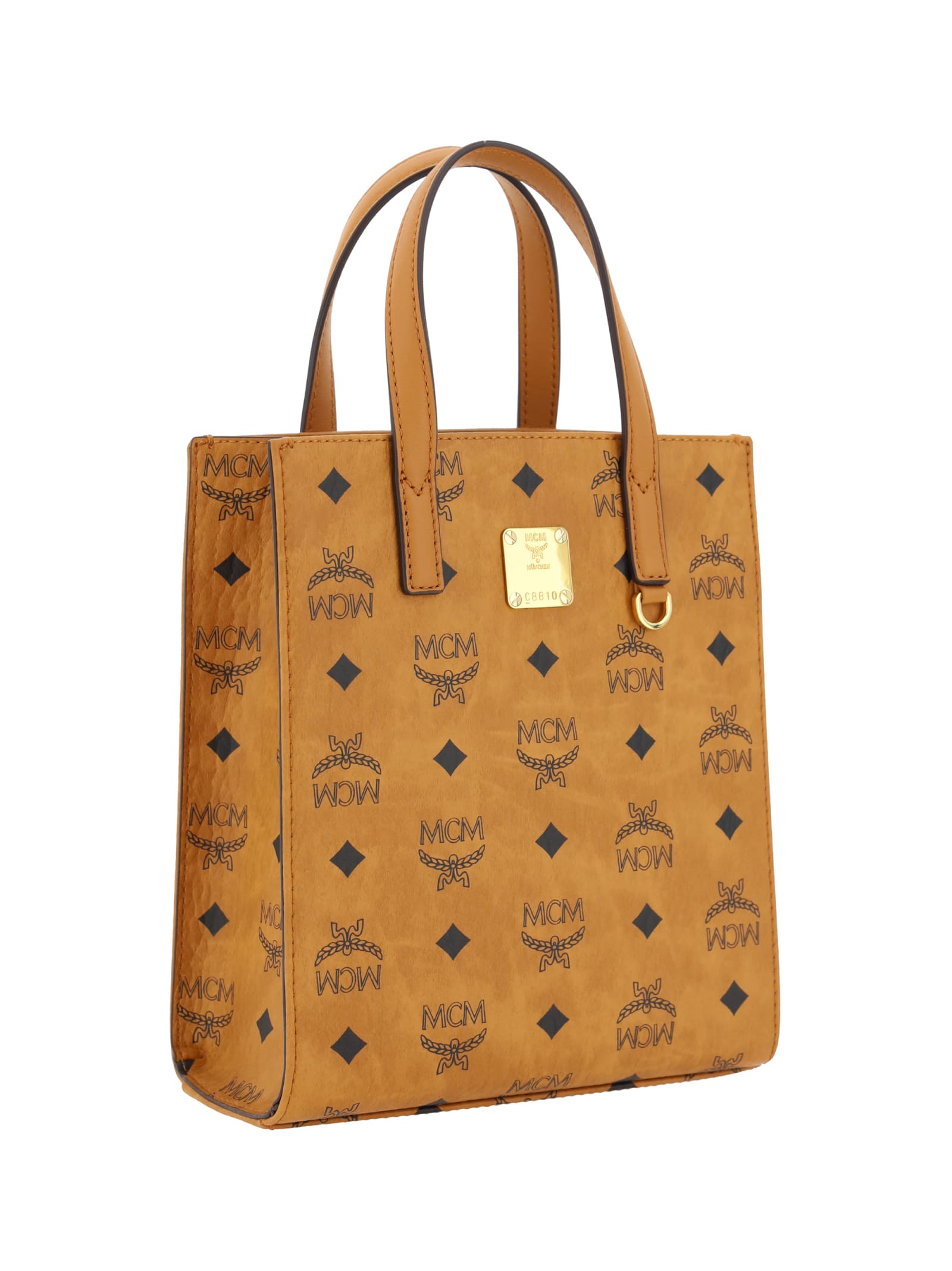 Shop Mcm Aren Mini Tote Handbag In Brown