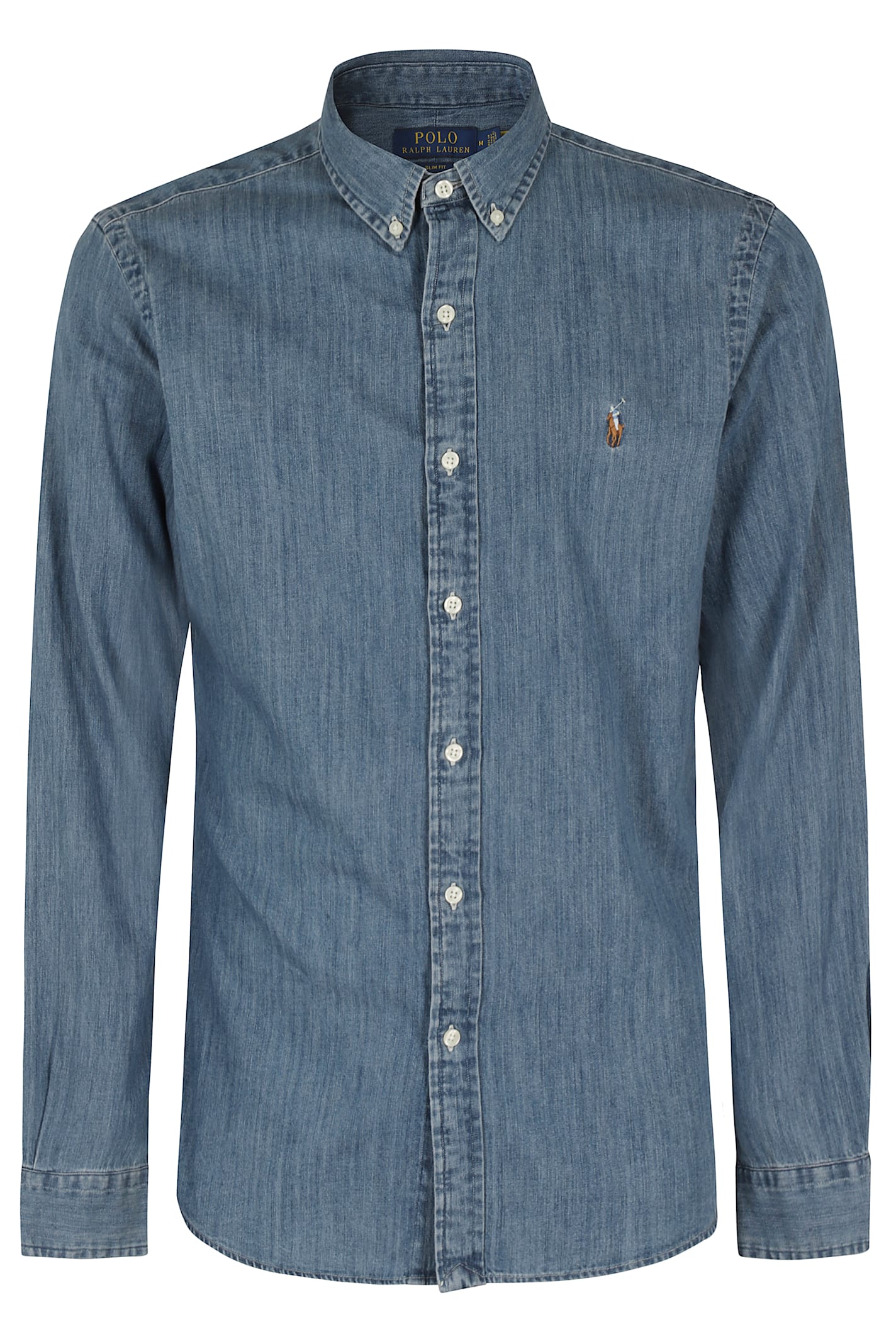 Polo Ralph Lauren Cotton Denim Sport Shirt With Mother-of-pearl Buttons In Blue