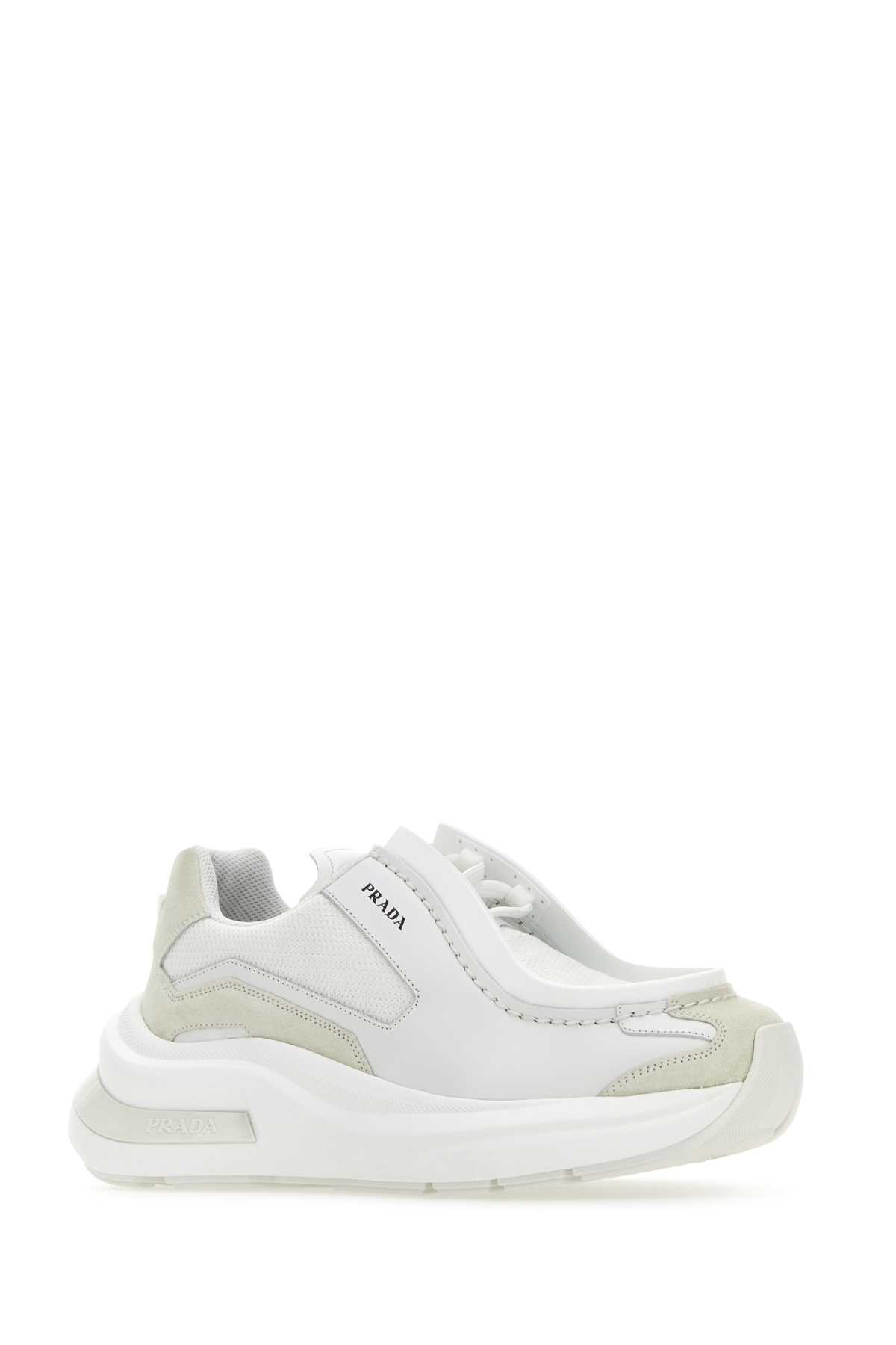 Prada White Systeme Sneakers In Bianco