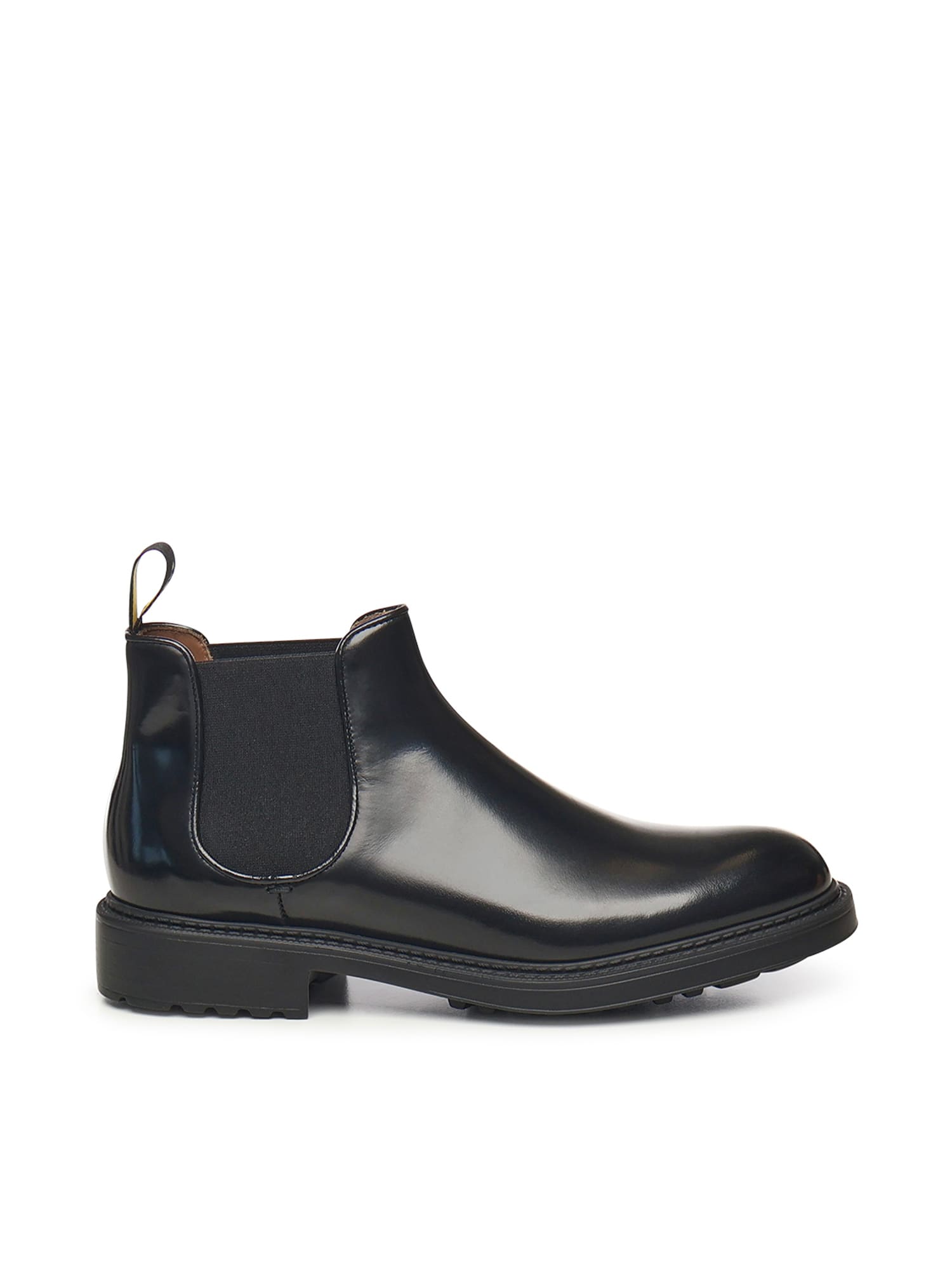 Doucal's Elastic-band Leather Boots In Black
