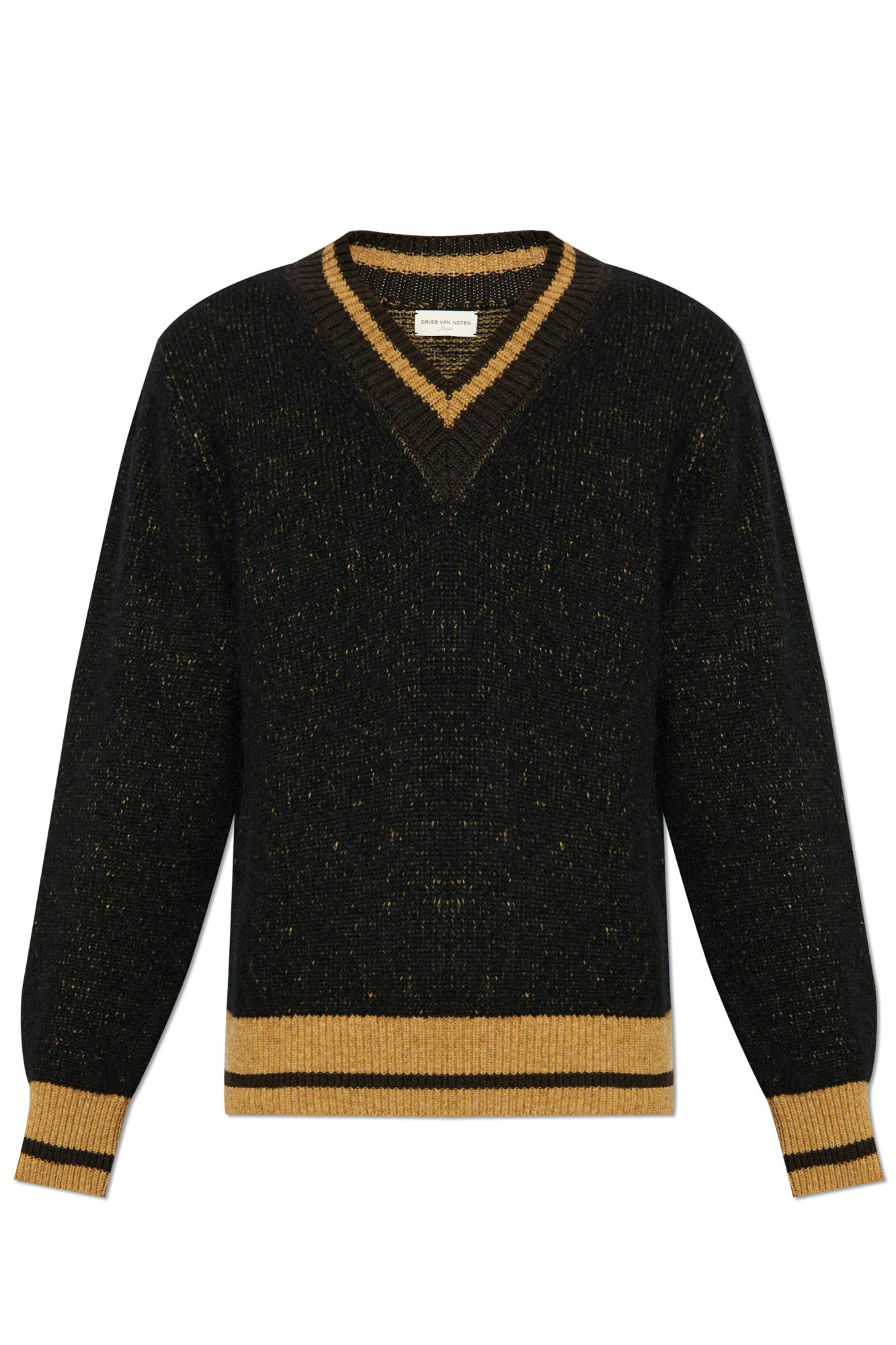 Shop Dries Van Noten V-neck Sweater In Black