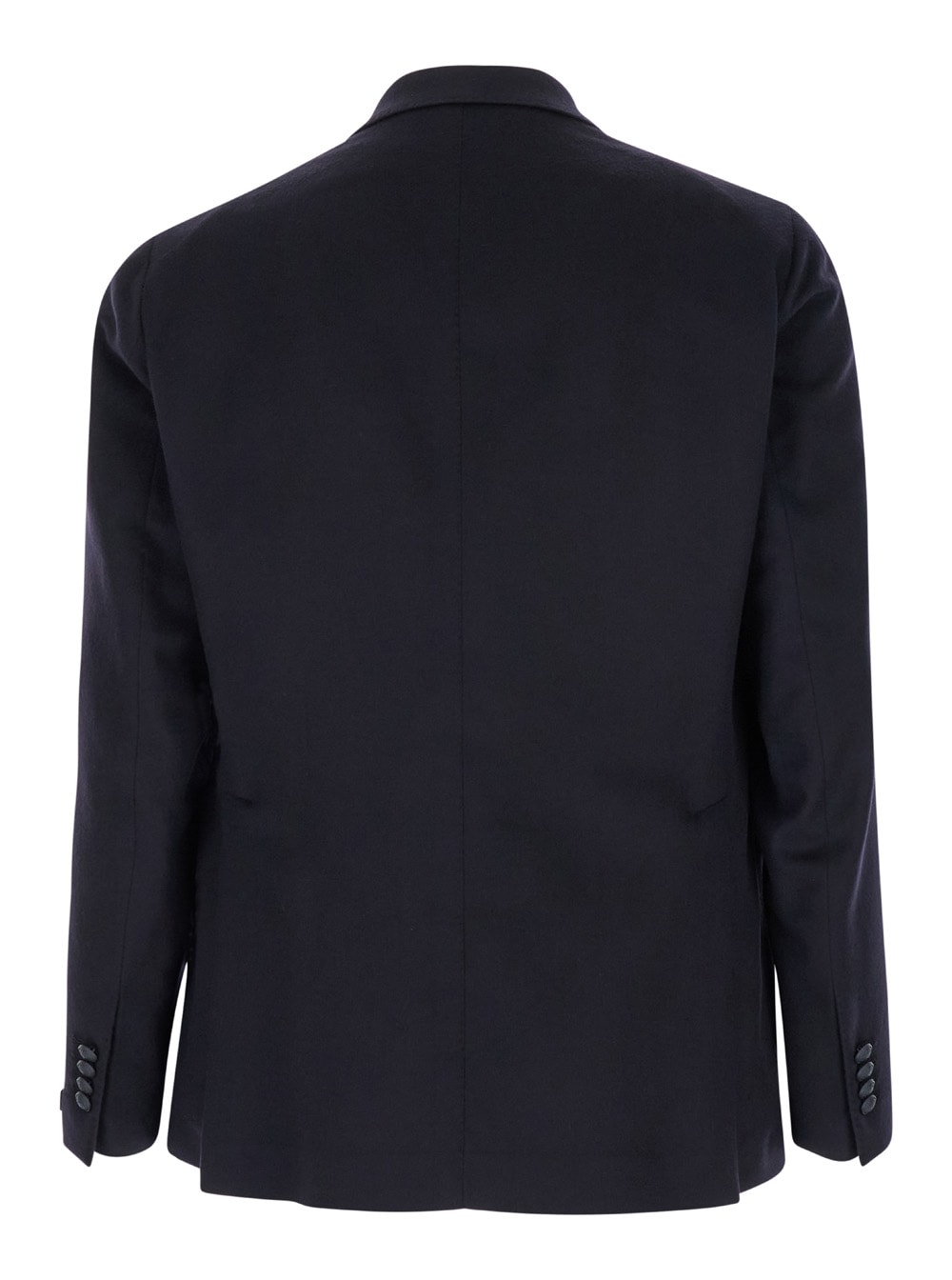 Shop Tagliatore Montecarlo Blue Double-breasted Jacket With Logo Pin In Tech Wool Man