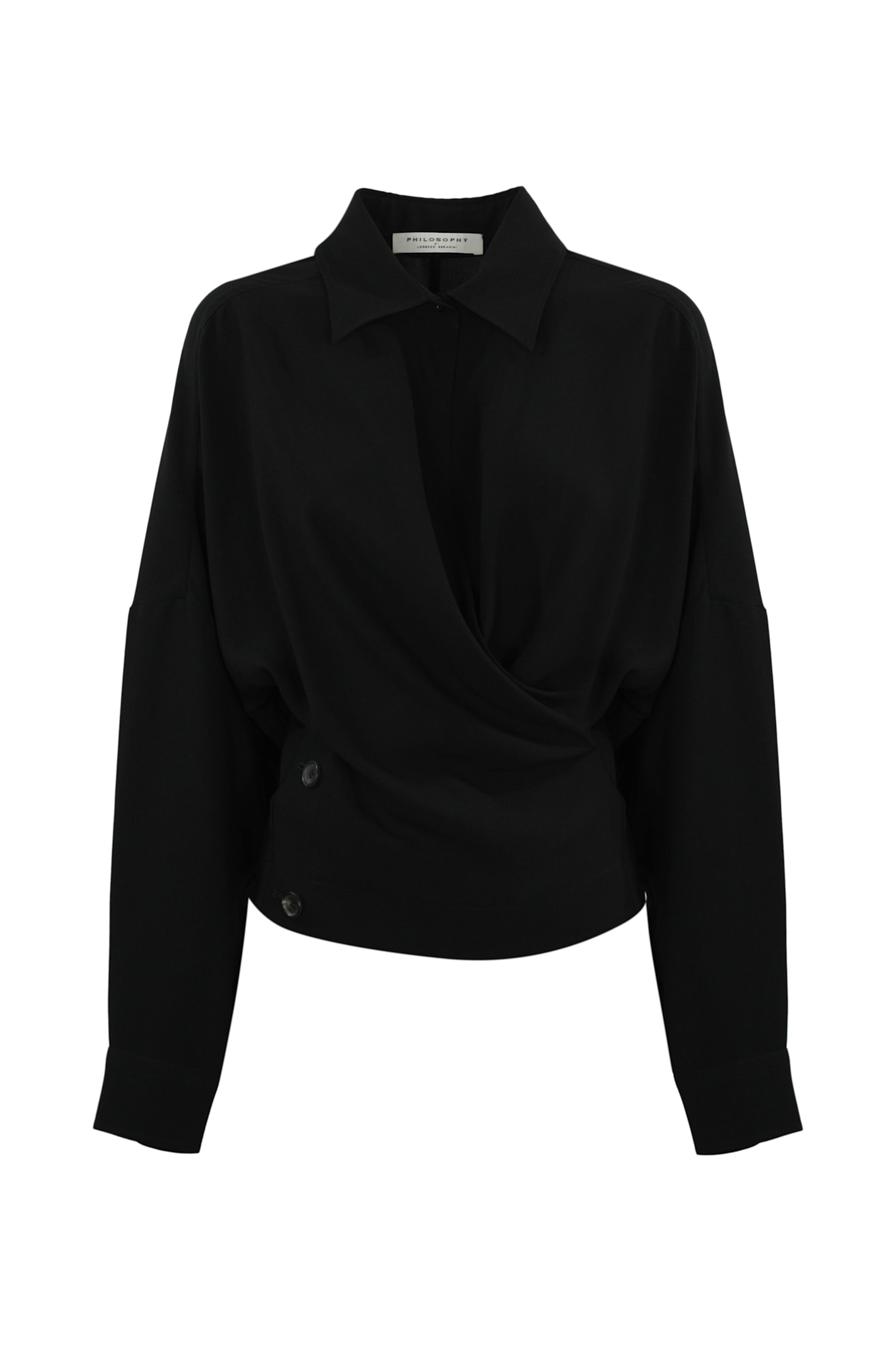 Shop Philosophy Di Lorenzo Serafini Crossover Shirt In Poplin In Nero