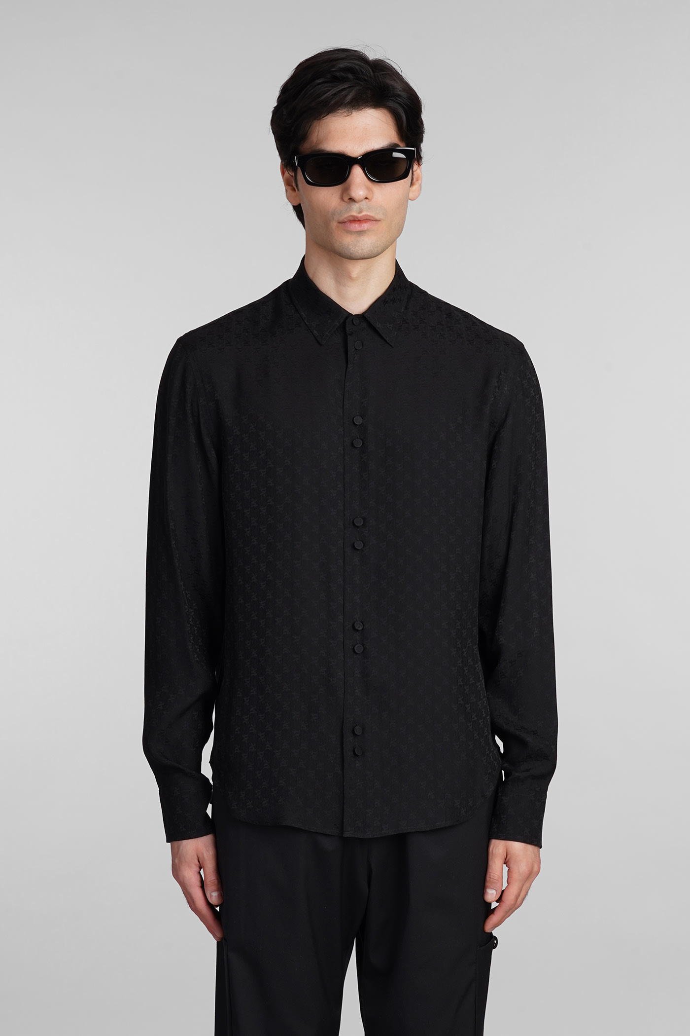 Shop Palm Angels Shirt In Black Silk