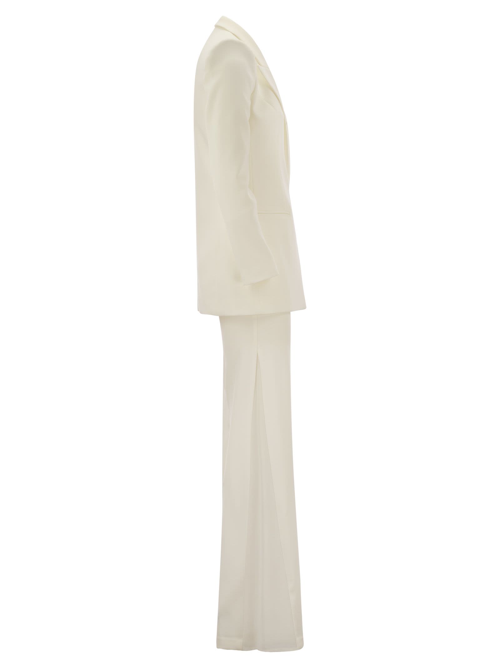 Shop Elisabetta Franchi Crepe Jacket And Trousers Suit In White