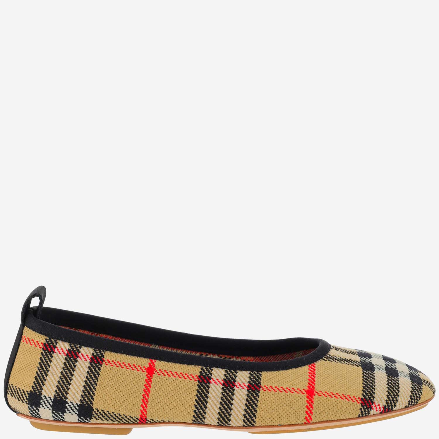 Fabric Ballet Flats With Check Pattern